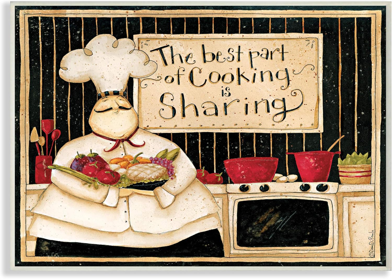 Stupell Industries Cooking is Sharing Phrase Vintage Hefty Kitchen Chef