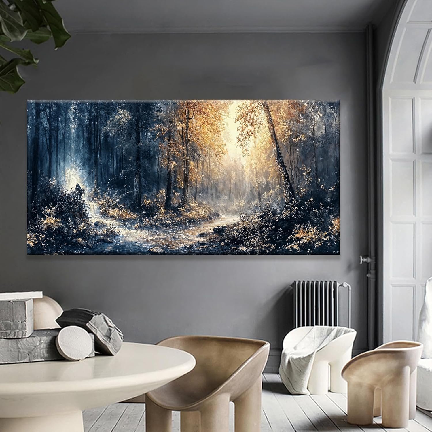 TAIJXAGSG Modern Black Grey Wall Art Natural Home Wall Decorations Canvas Art Wall Decor Prints Forest Landscape Large Wall Art For Living Room Bedroom Kitchen Office Artwork Aesthetic Decor 29"×58"