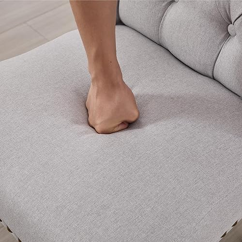 Miniatura 5 de Juego de 2 sillas de comedor tapizadas para cocina y comedor, sillas decorativas de tela copetuda para sala de estar y dormitorio con patas de