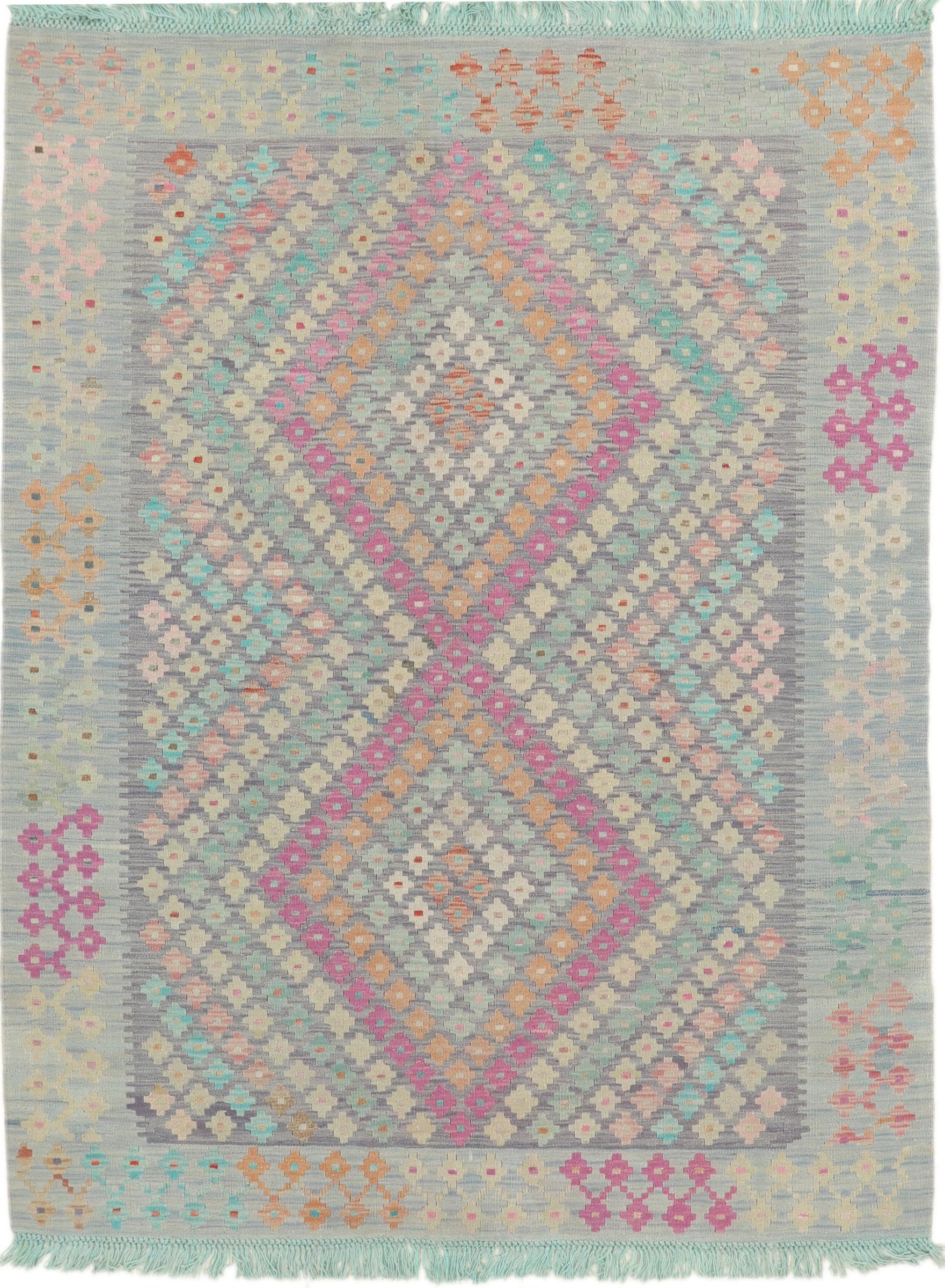 Tapis d'Orient Kilim Afghan en laine pour isoler un sol froid et sublimer le salon