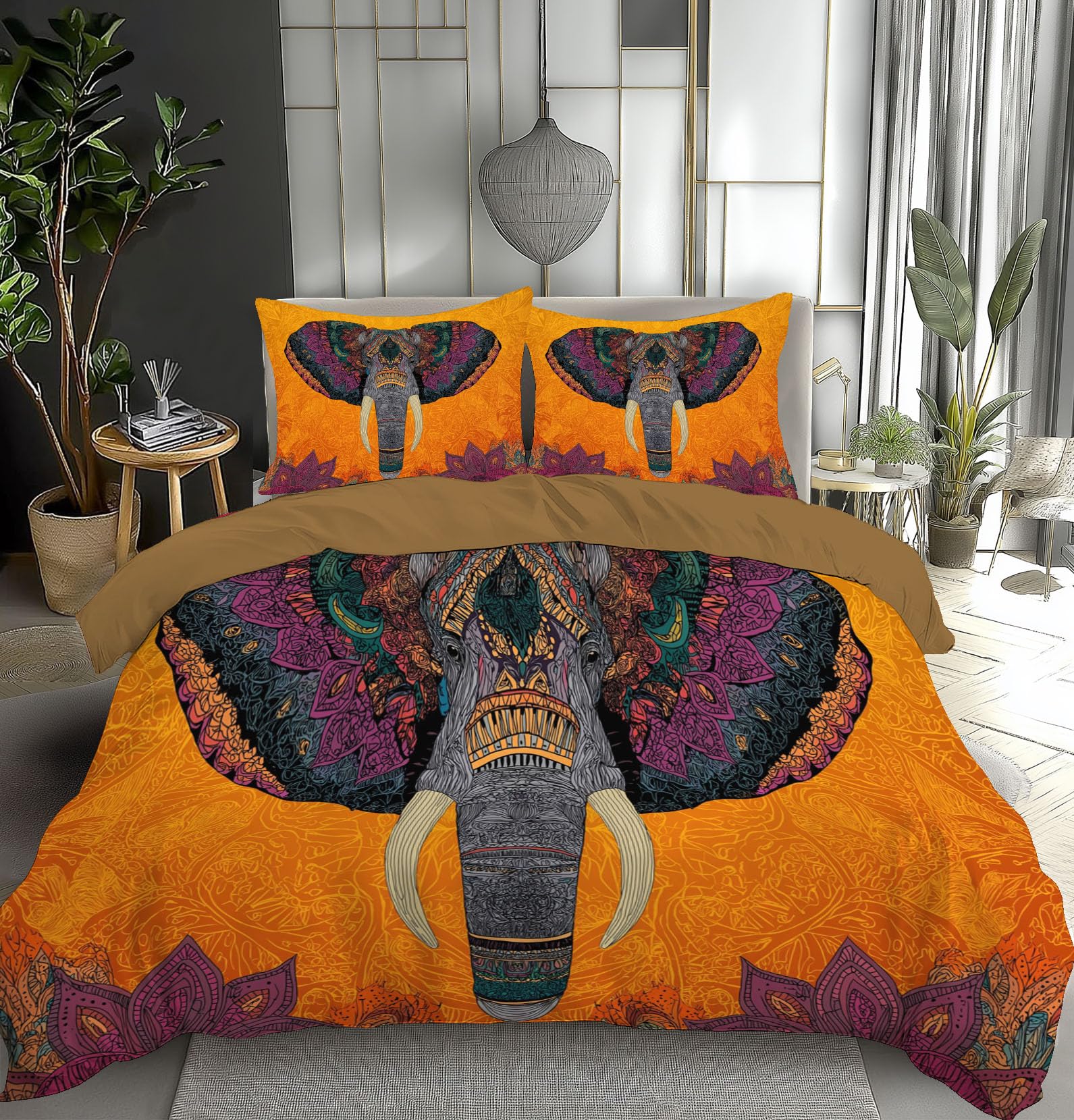 Housse de couette 200x200 en microfibre douce motif cachemire