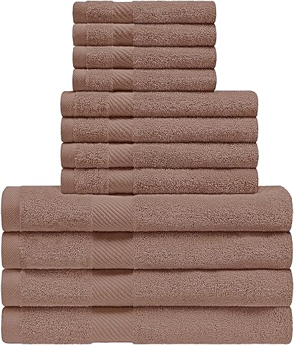 SUPERIOR Hopeshire - Juego de toallas surtidas de algodón egipcio de 12 piezas, toallas para la cara, toallas de mano, toallas de baño, color azul