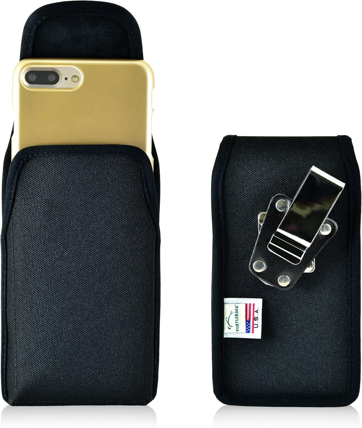 Turtleback Belt Clip Case for iPhone 8 Plus, iPhone 7 Plus Black Vertical Holster Nylon Pouch with Heavy Duty Rotating Belt Clip