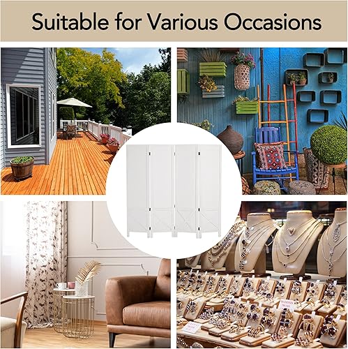 Miniatura 7 de Wnutrees Tablero de clavijas de 4 paneles, pantallas de privacidad plegables de madera de 5 pies, divisor de habitación, tablero portátil