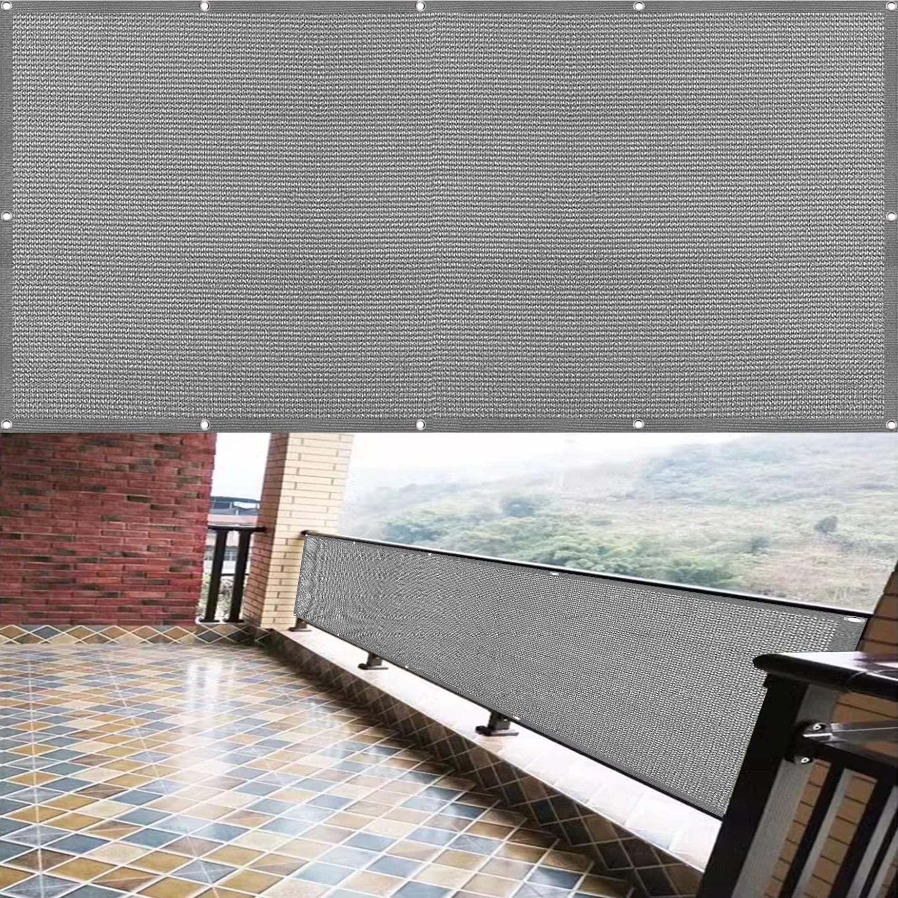 Brise vue balcon pour terrasse couverte de confidentialité et brise-vent patio design gris