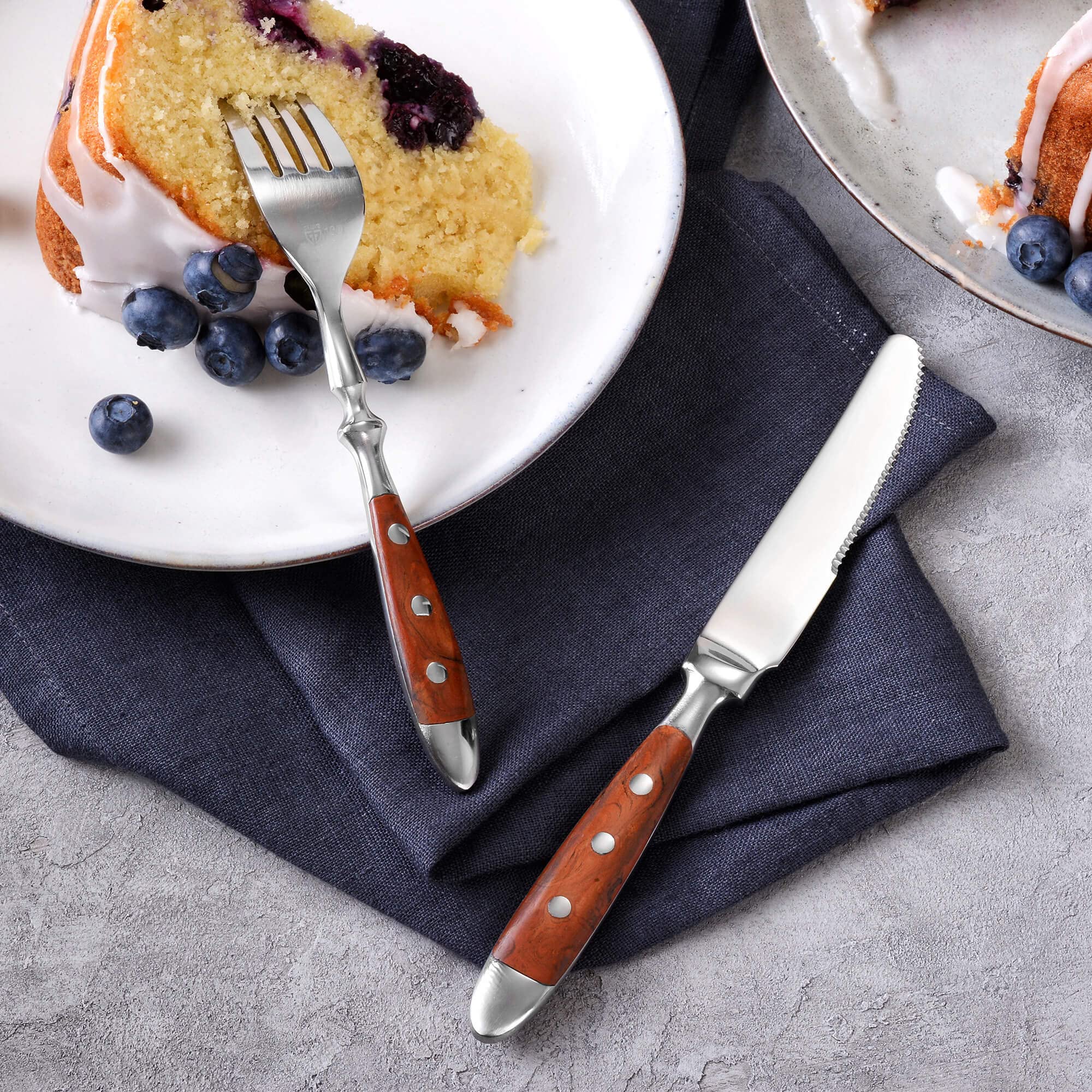 GRÄWE Set di posate da dessert Norimberga, 12 pezzi, 6 persone, in acciaio inox, manici marroni