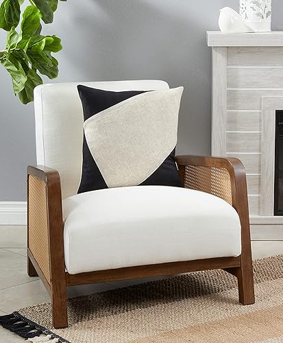 Miniatura 3 de SARO LIFESTYLE Cleo Collection - Almohada geométrica de terciopelo con relleno de poliéster, 18 x 18 pulgadas, color negro