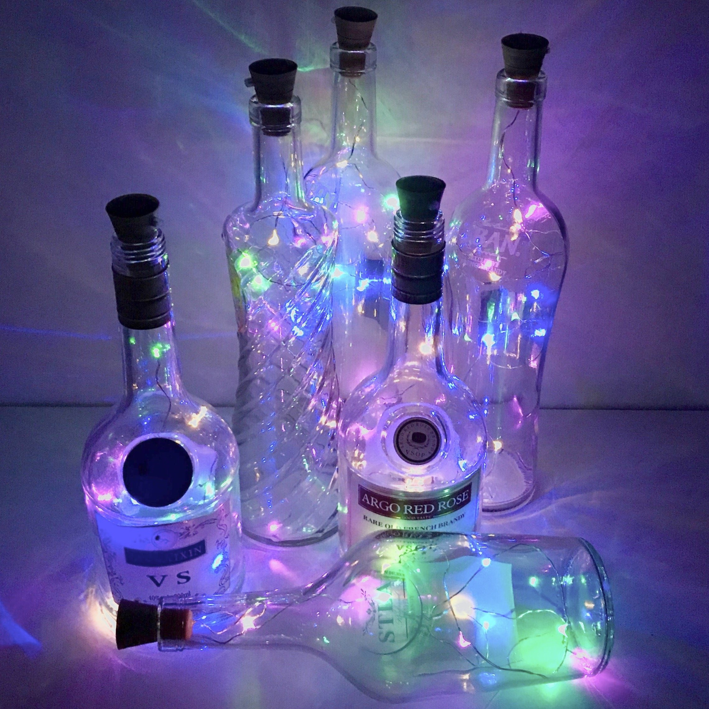 6'lı Paket Güneş Enerjili Şarap Şişesi Işıkları, 20 LED Su Geçirmez Bakır Mantar Güneş Işığı Düğün, Noel, Dış Mekan, Tatil, Bahçe, Veranda, Yol Dekoru için (Renkli)