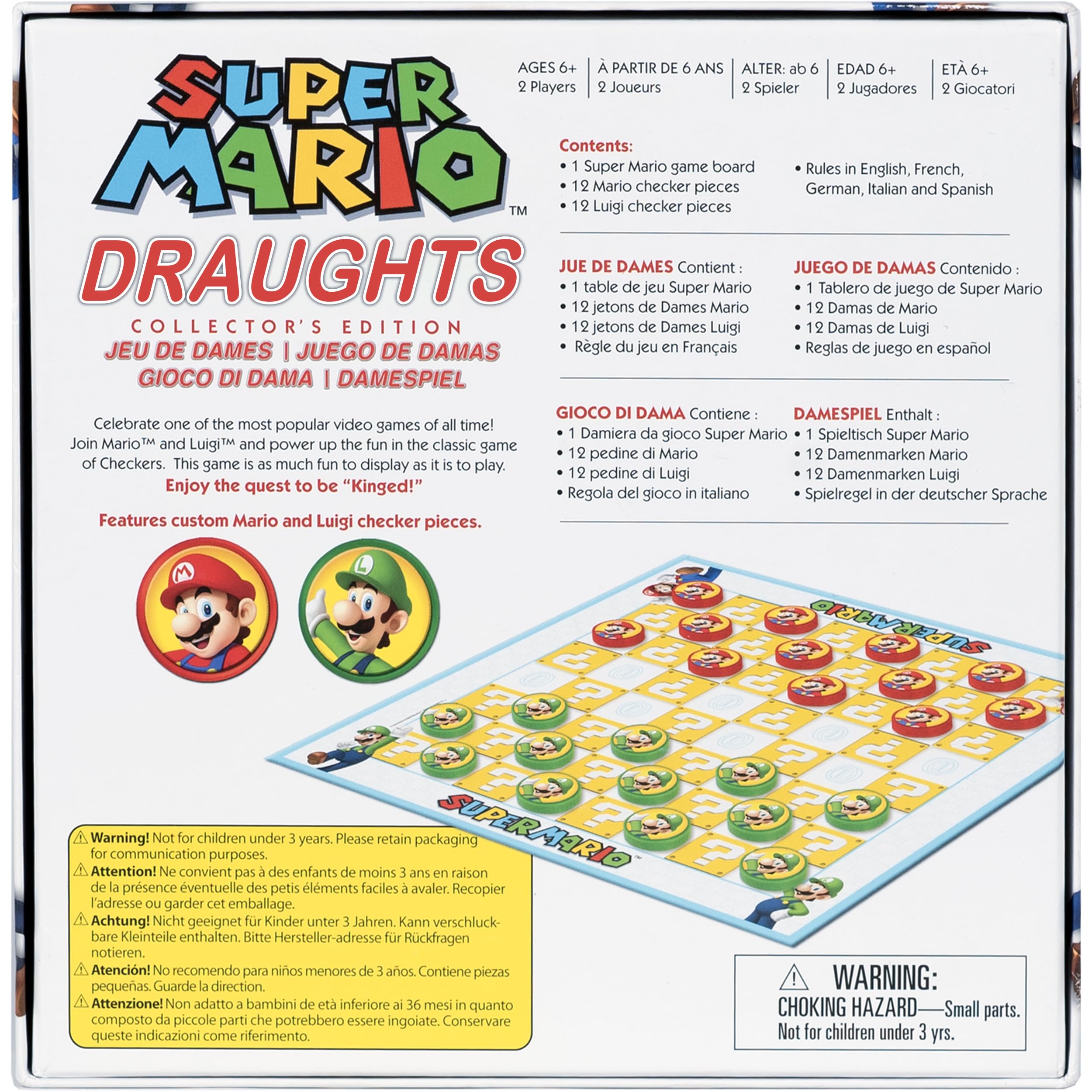 Super Mario Draughts gra planszowa | tematyczne zabawki Super Mario, prezent, klasyczne warcaby, gra planszowa