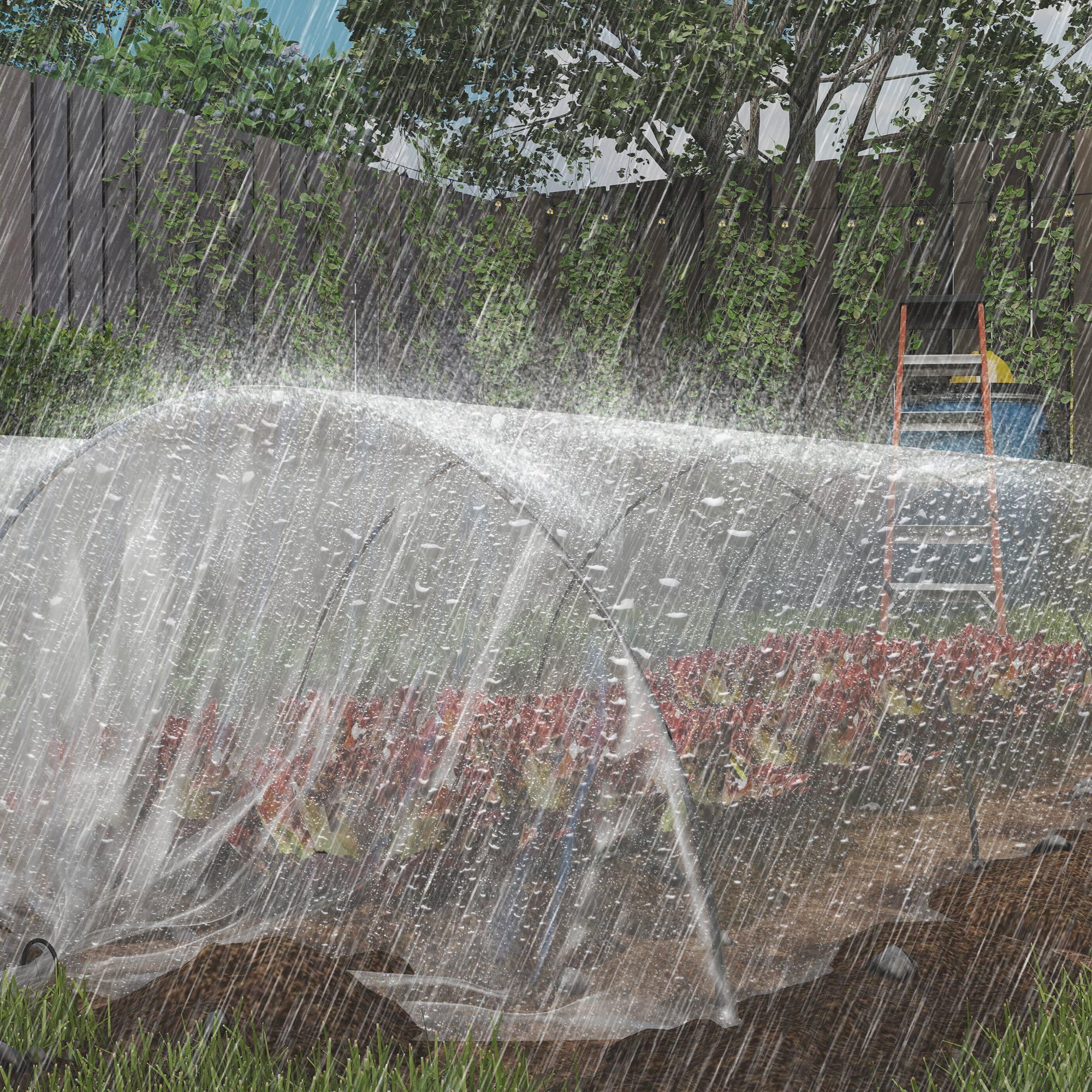 Outsunny Bâche pour Serre Plastique Transparente 6 x 10 m Imperméable Résistante aux UV Polypropylène 150g/m²