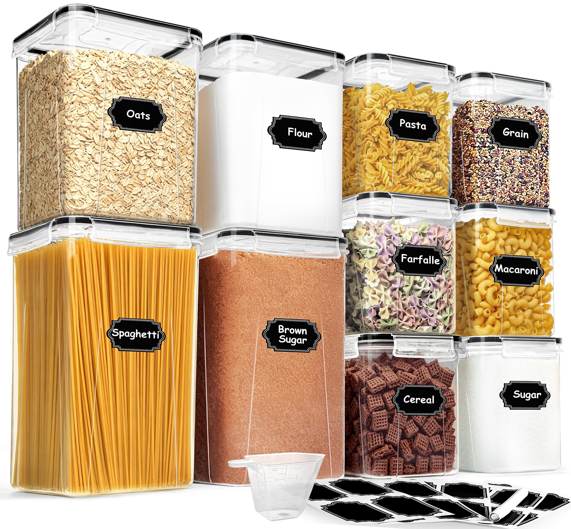 Photo 1 of Flour Sugar Storage Containers, 10 Pack Large Airtight Food Storage Containers with Lids for Kitchen Pantry Organization and Storage, BPA Free Plastic Canisters Sets for Cereal, Rice and Baking