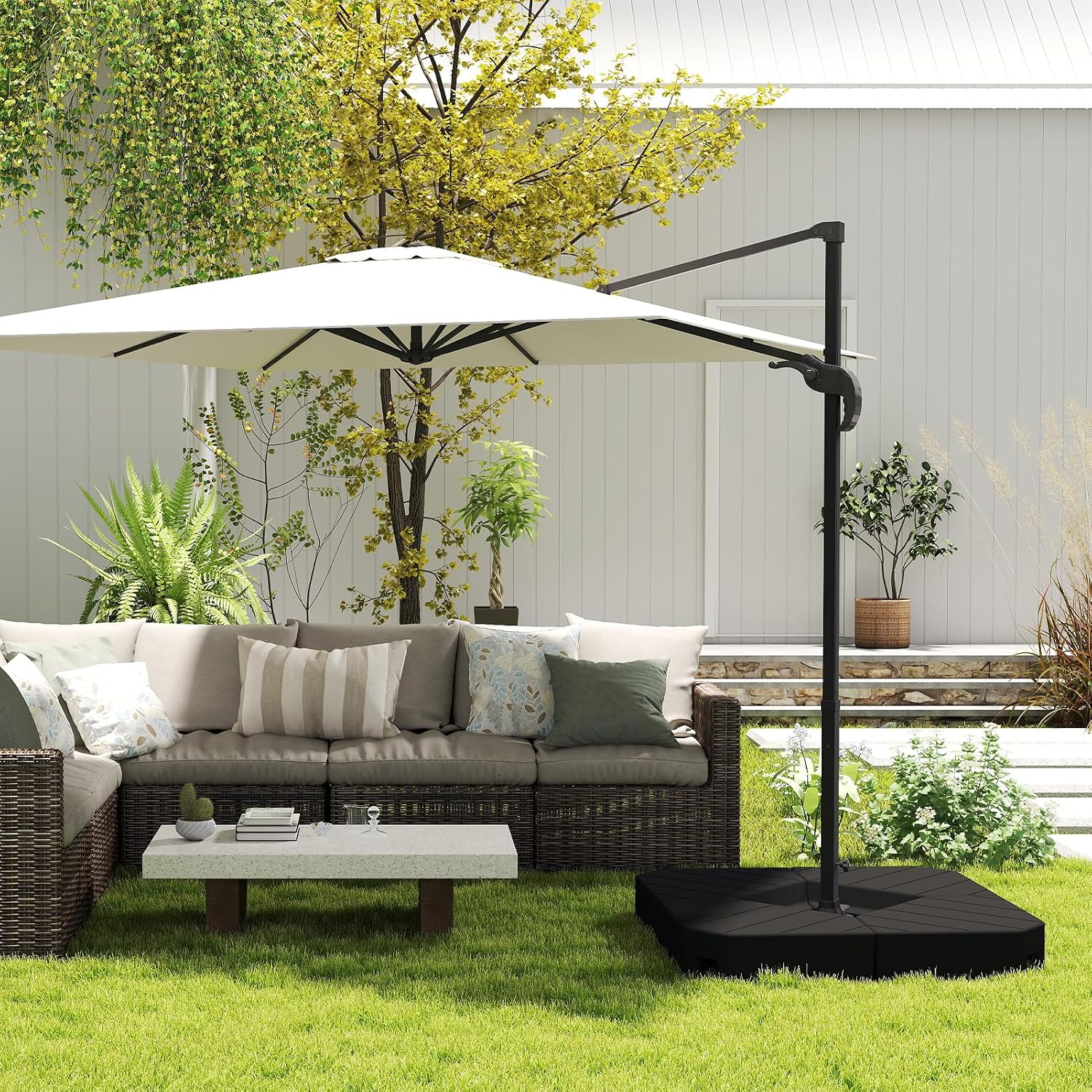 C-Hopetree 229lb Heavy Duty Base Weights Stand for Offset Cantilever Outdoor Patio Umbrella, 4 Piece Set, Black