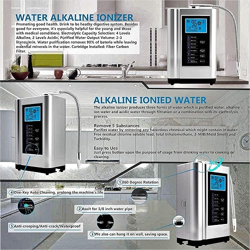 Miniatura 5 de Ionizador de agua alcalino hasta -500 mV ORP máquina purificadora de agua PH 35-105 filtro de agua alcalina para el hogar con 7 ajustes de agua 8000