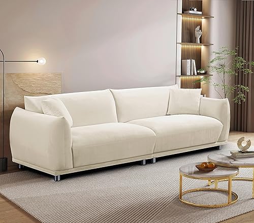 Elegante y lujoso sofá de terciopelo con diseño moderno de esquina, muebles de sala de estar con vibraciones minimalistas, dos almohadas decorativas
