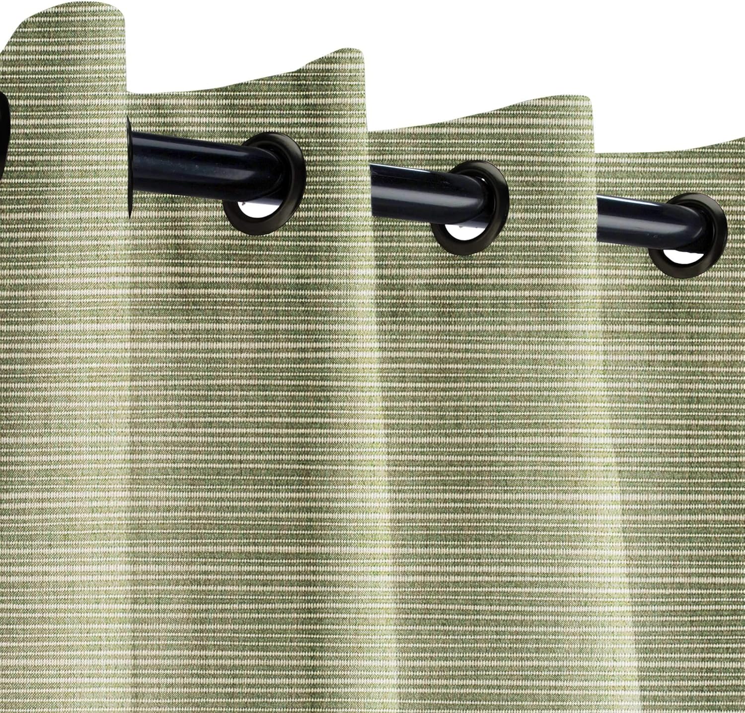 Sunbrella Outdoor Curtain with Dark Gunmetal Grommets in Dupione Laurel 50 in x 84 in