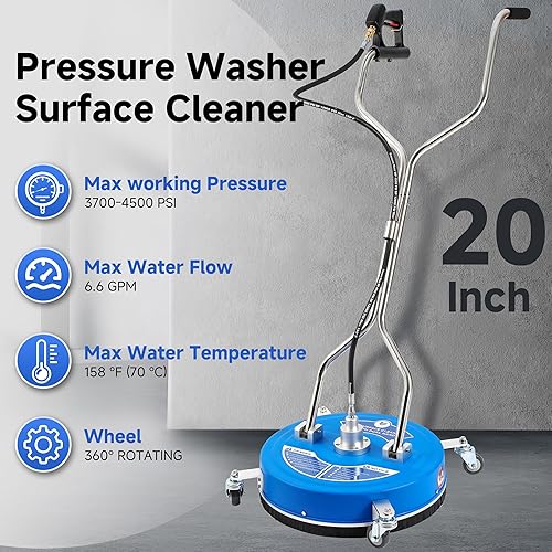 Miniatura 8 de RIDGE WASHER Limpiador de superficie de lavadora a presión de 20 pulgadas, limpiador de superficie de 4500 PSI con doble mango, accesorio limpiador