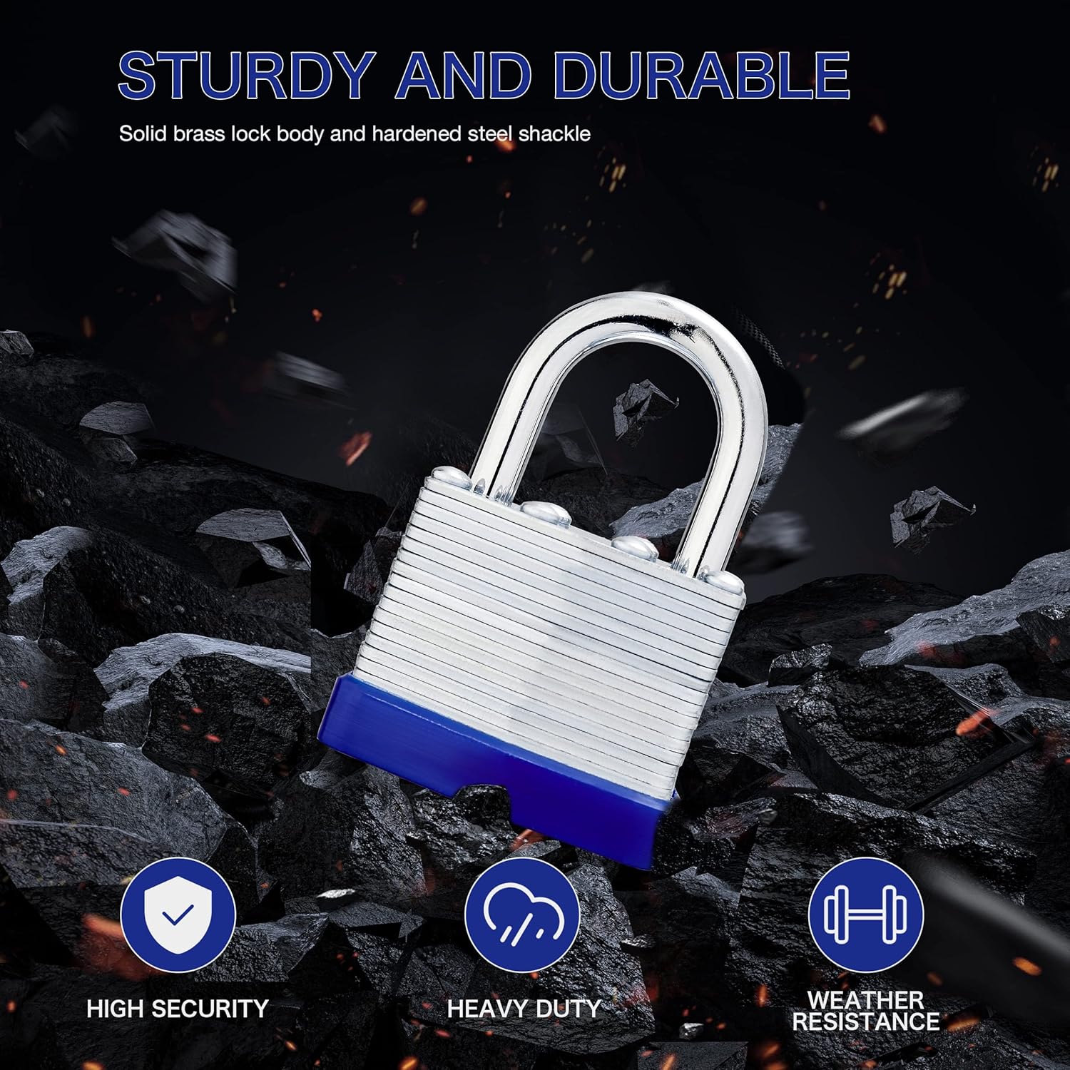 Lock Outdoor Padlocks, Laminated keyed Padlock, 1-9/16 in Wide Body, Padlock Set with Keys (24Pack)