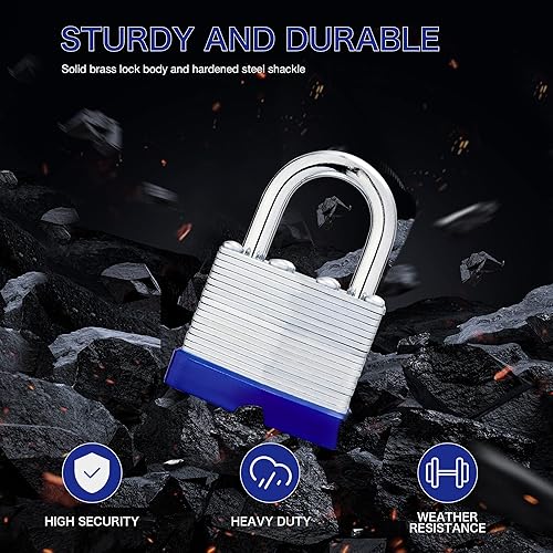 Miniatura 3 de AOSRUM Lock Candados para exteriores, candado laminado con llave, cuerpo ancho de 1-916 pulgadas, juego de candados con llaves (paquete de 24)