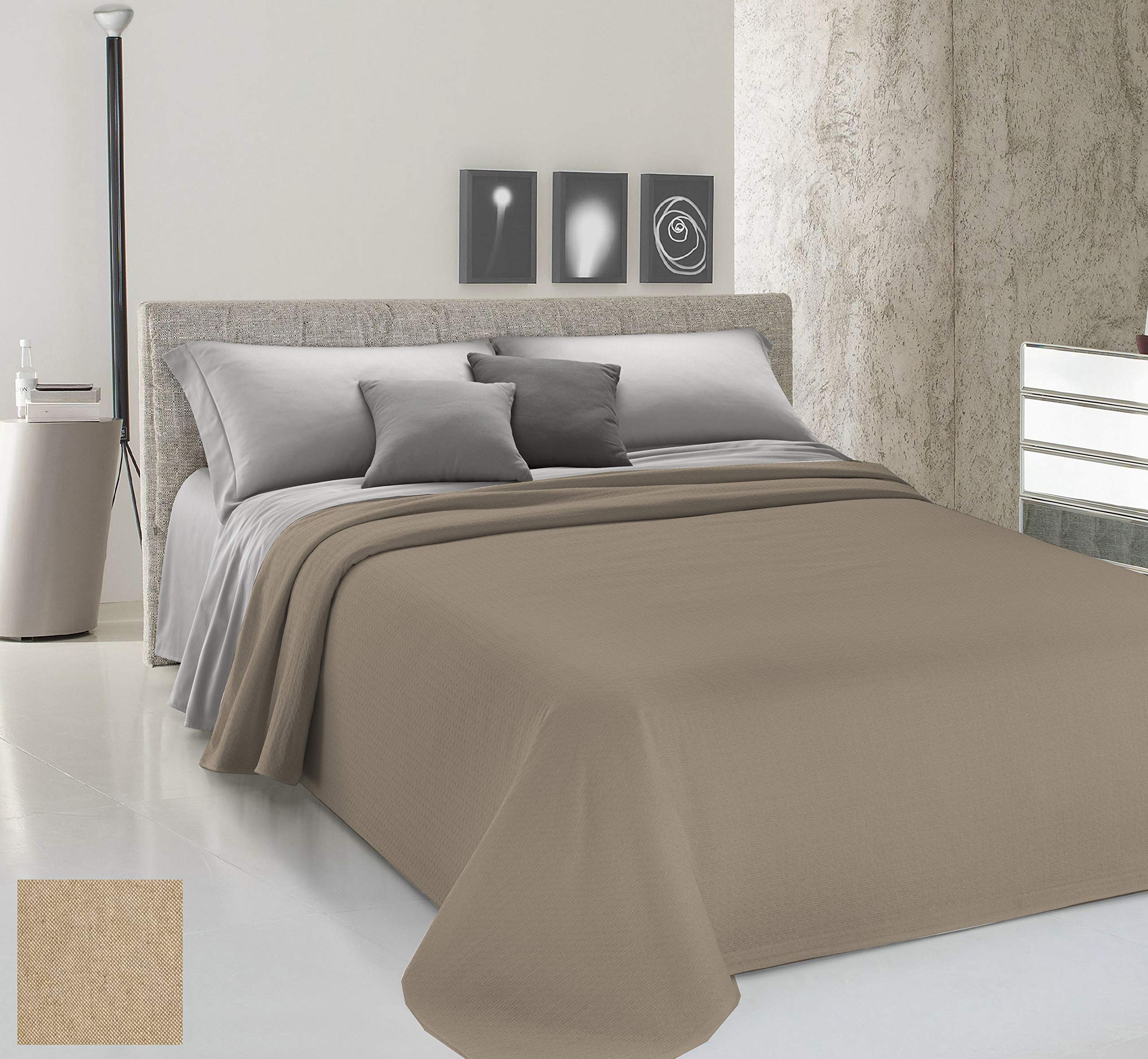 Copriletto Matrimoniale In Cotone Tinto In Filo | Misura 360x290 Cm, Righe Eleganti | Leggero, Traspirante, Made In Italy