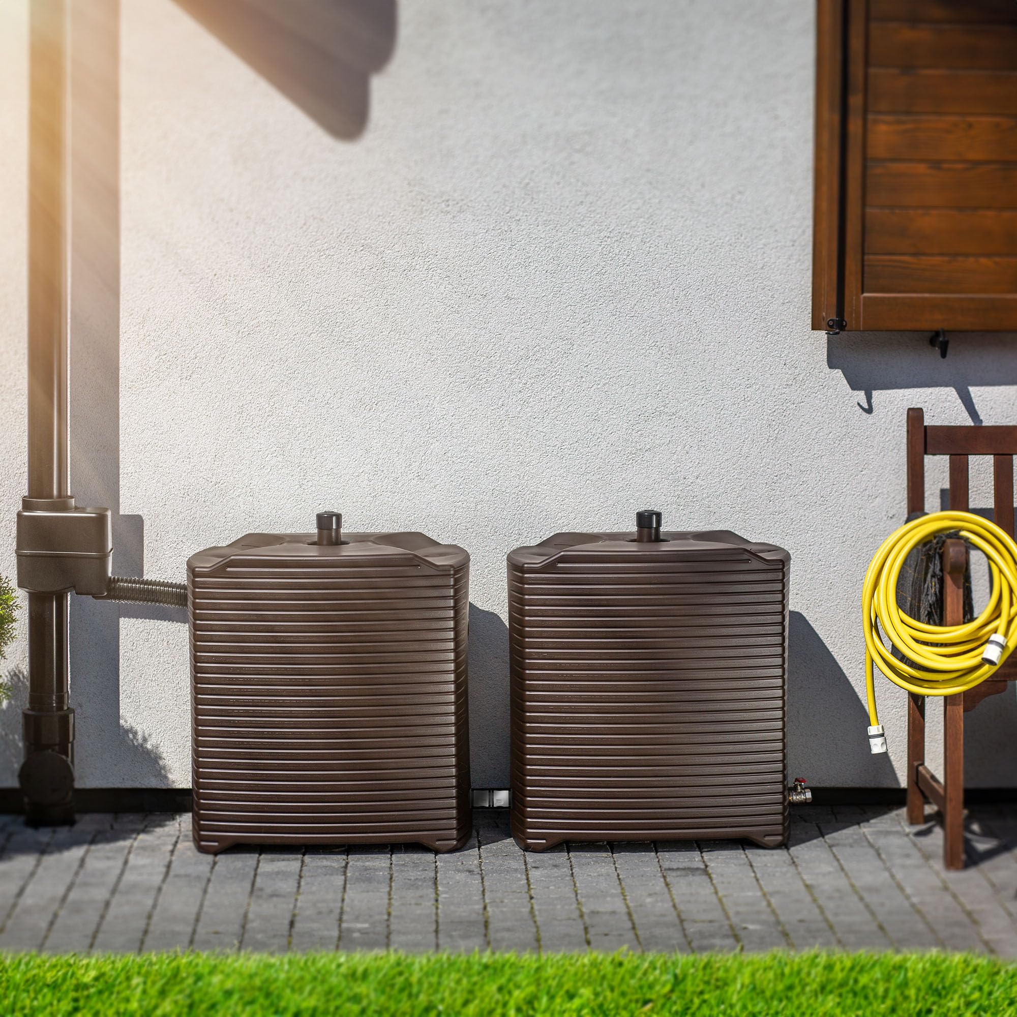 Kadax Regenton, Modulaire Regenwatertank Voor Tuin Weerbestendig Regenvat 126 Liter Waterverzamelaar Regencontainer Van Kunststof Watervat Mokka Verzamelaar 1103853732