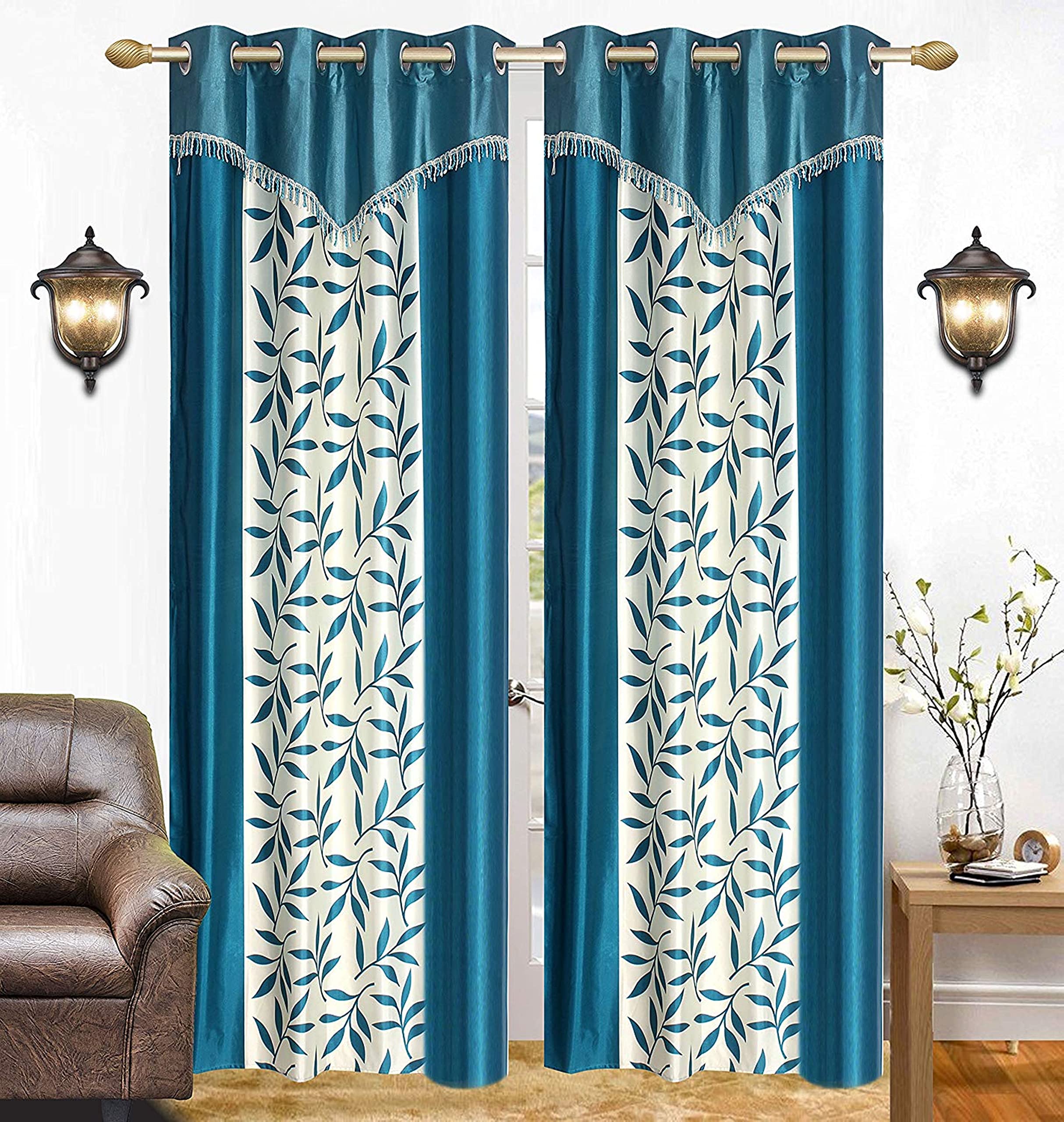 Galaxy Home Decor Modern Eyelet Polyester Frill Curtains for Window 5 Feet, Pack of 2, Aqua (B07NKKTJKN) Amazon Price History, Amazon Price Tracker