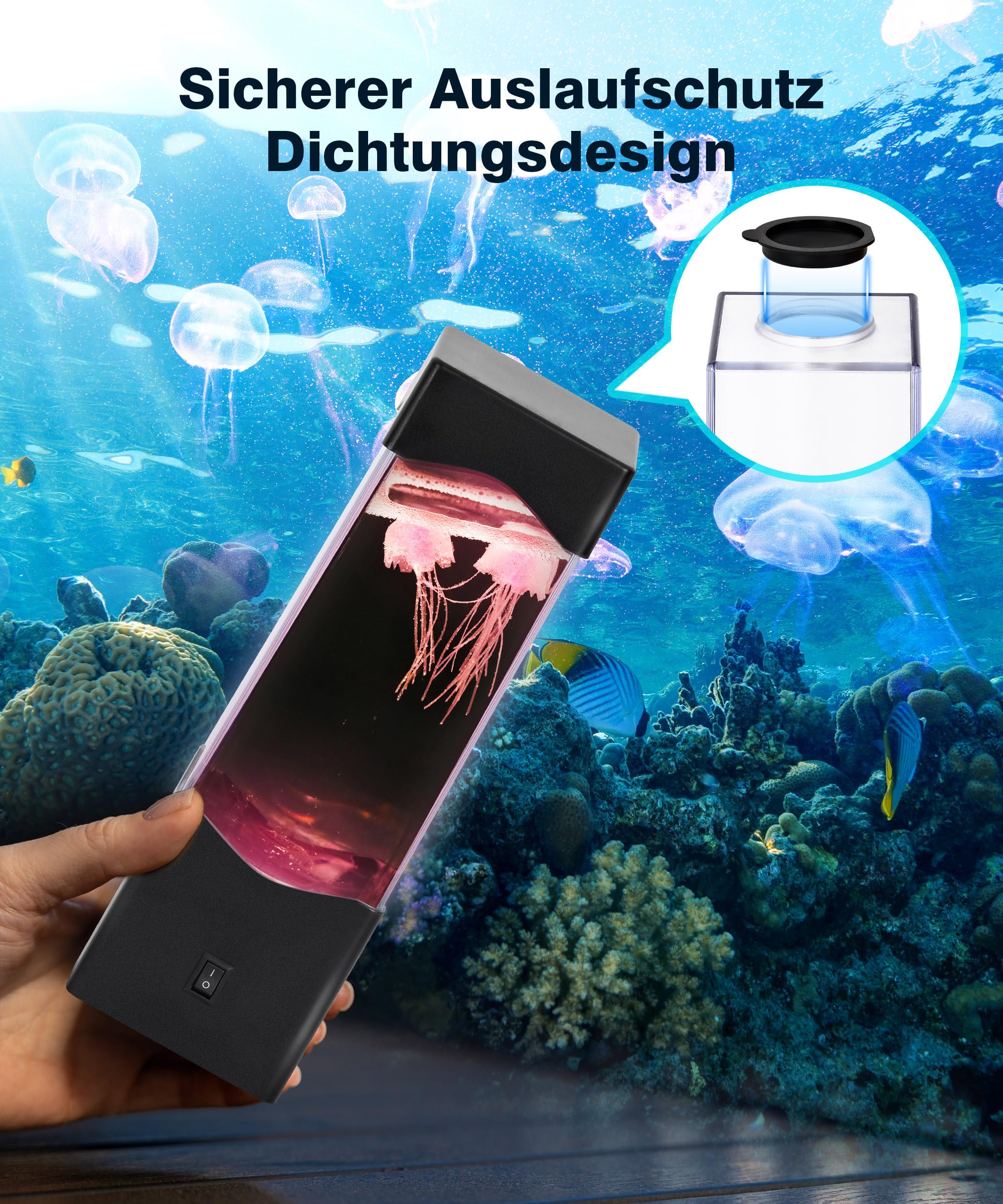Quallen Lamp, Lavalampe Quallenlampe Jellyfish Lamp Aquarium Lampe Quallen Aquarium Stimmungslampe Dekoration, Weihnachtsgeschenke für Männer Kinder Erwachsene