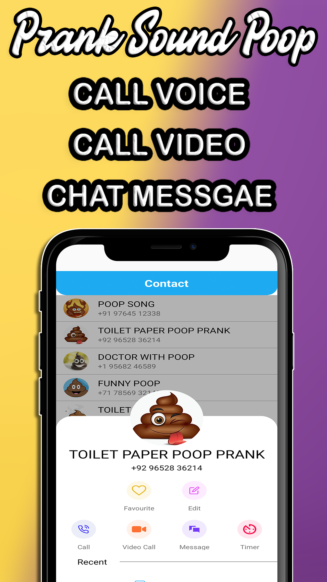 Instant Call Poop Pranks Sounds Poop call and chat simulator (NO