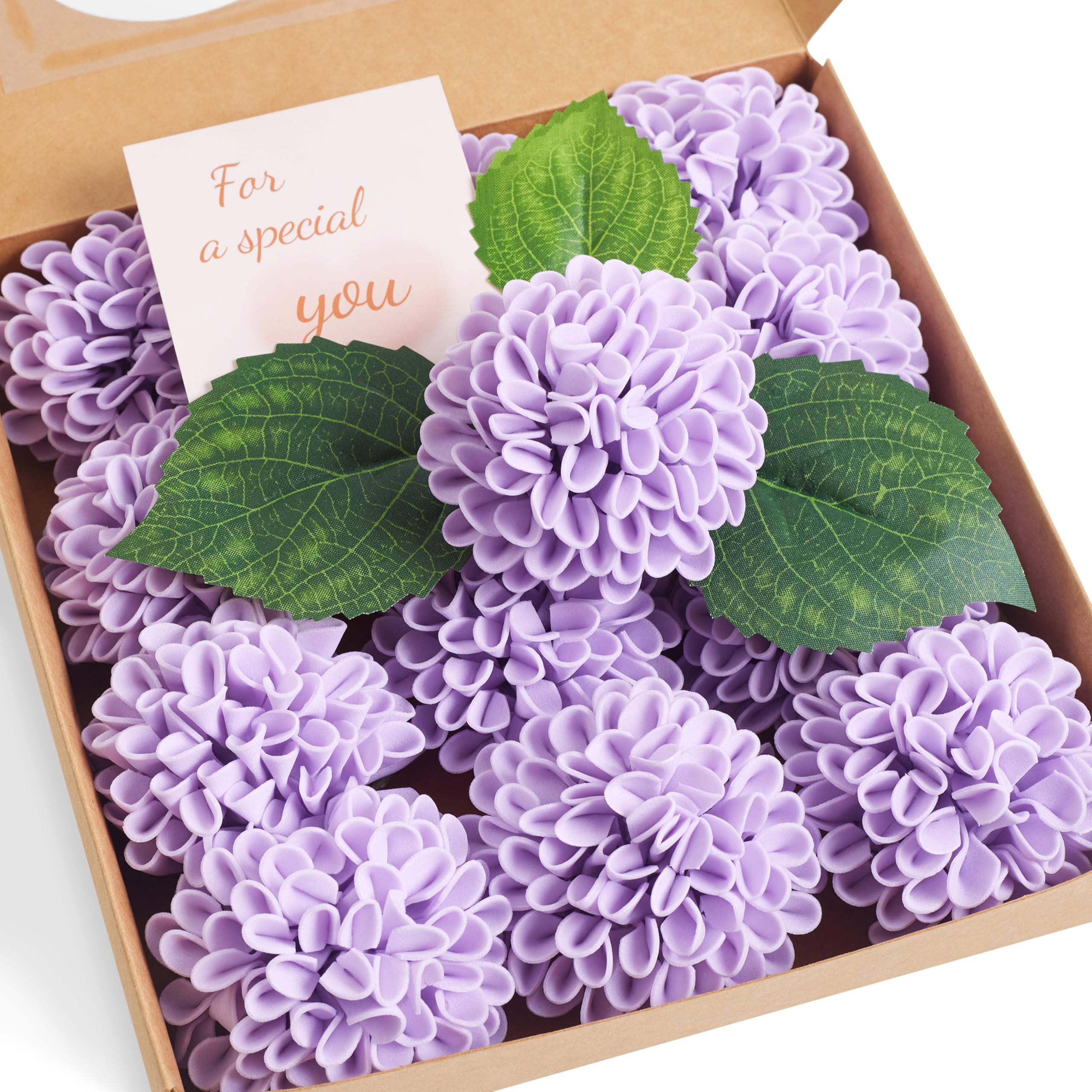 Sahoottie 12 Pcs Purple Artificial Chrysanthemum Flower Gift Box with Leaves and Stems Champagne Fake Foam Purple Chrysanthemum Flowers for Home Decor,Wedding Party,Garden,Floral Arrangement — image 1