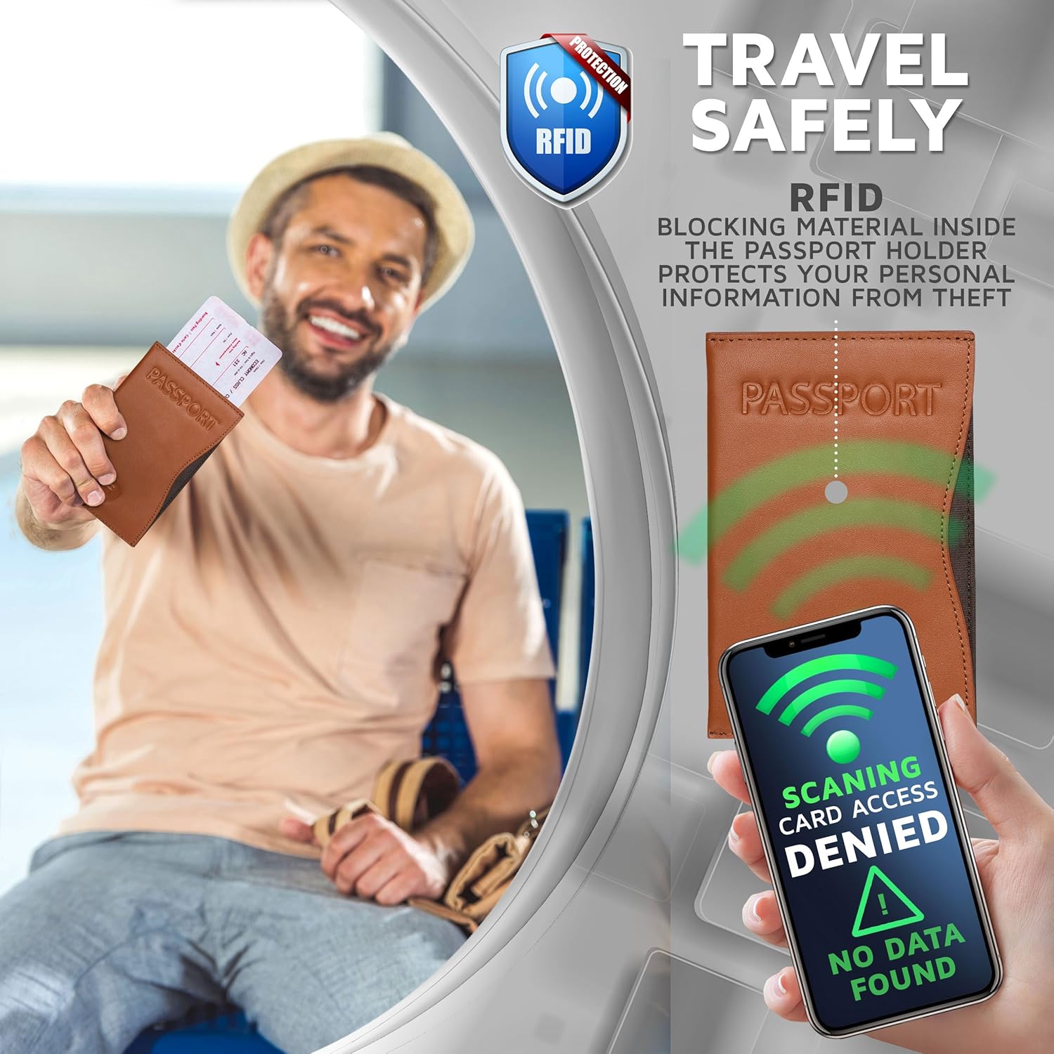 Alban RFID Passport Holder Women Men RFID Blocking Travel Passport Wallet Case Genuine Leather Passport Cover porta pasaporte - Image 4