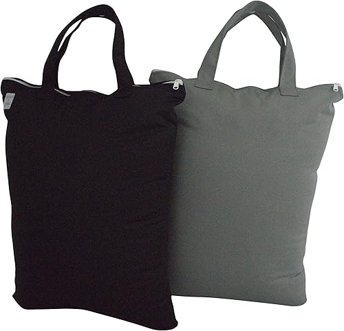 MOM & BAB Bolsa húmeda para pañales de tela para bebés, bolsa seca húmeda para piezas de extractor de leche, Negro- gris, Bolsas húmedas