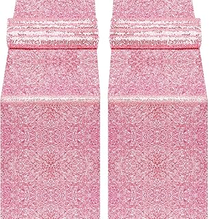 yuboo Pink Sequin Table Runner, 2 Pack 12 x 108 Light Pink Sparkly Table...