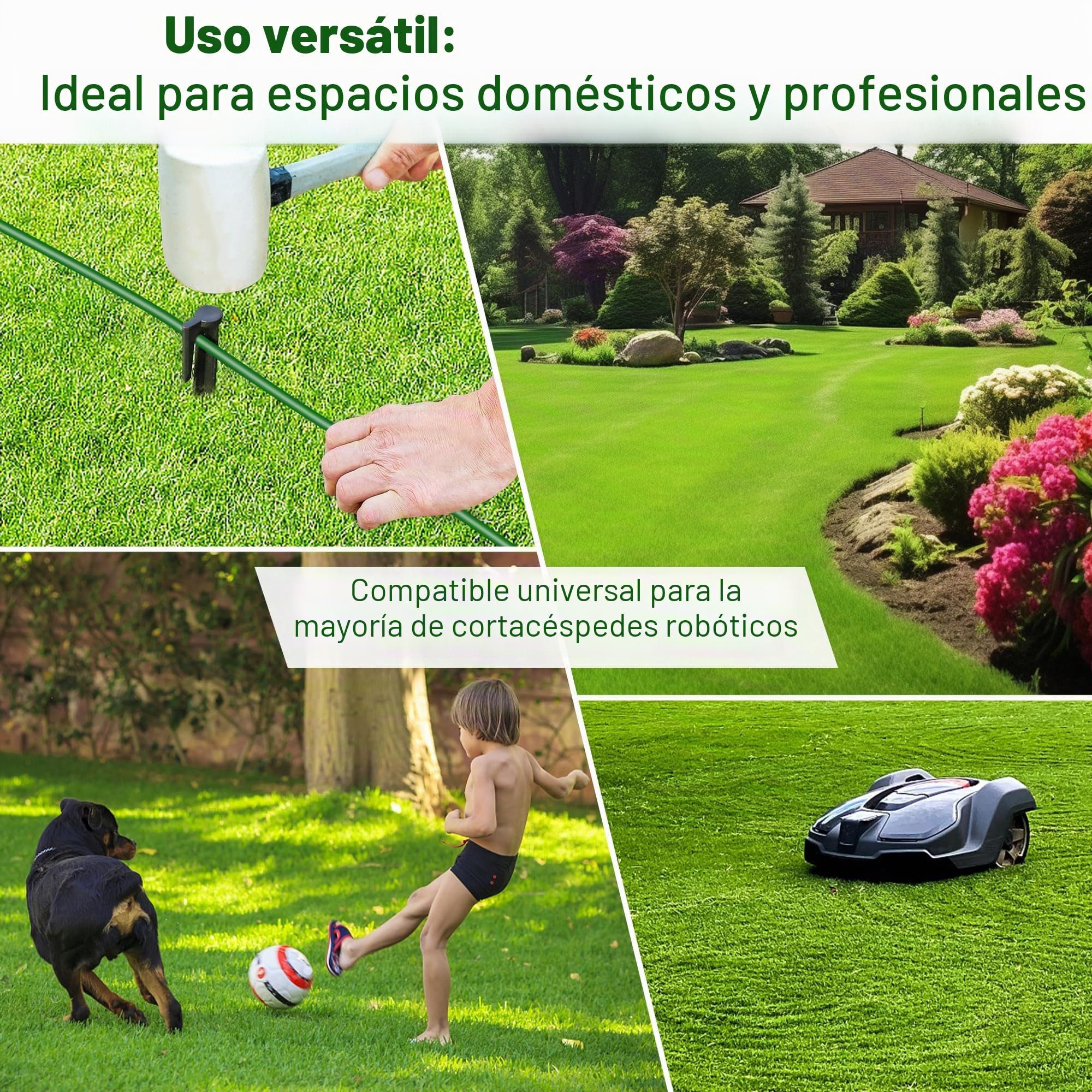 DazSpirit 100m Cable Delimitador para Robot Cortacesped + 50 Clavijas, 10 Conectores Cable, 10 Terminales Conexión, Kit de Accesorios Compatible con Gardena Bosch Husqvarna Worx Honda Robomow USW