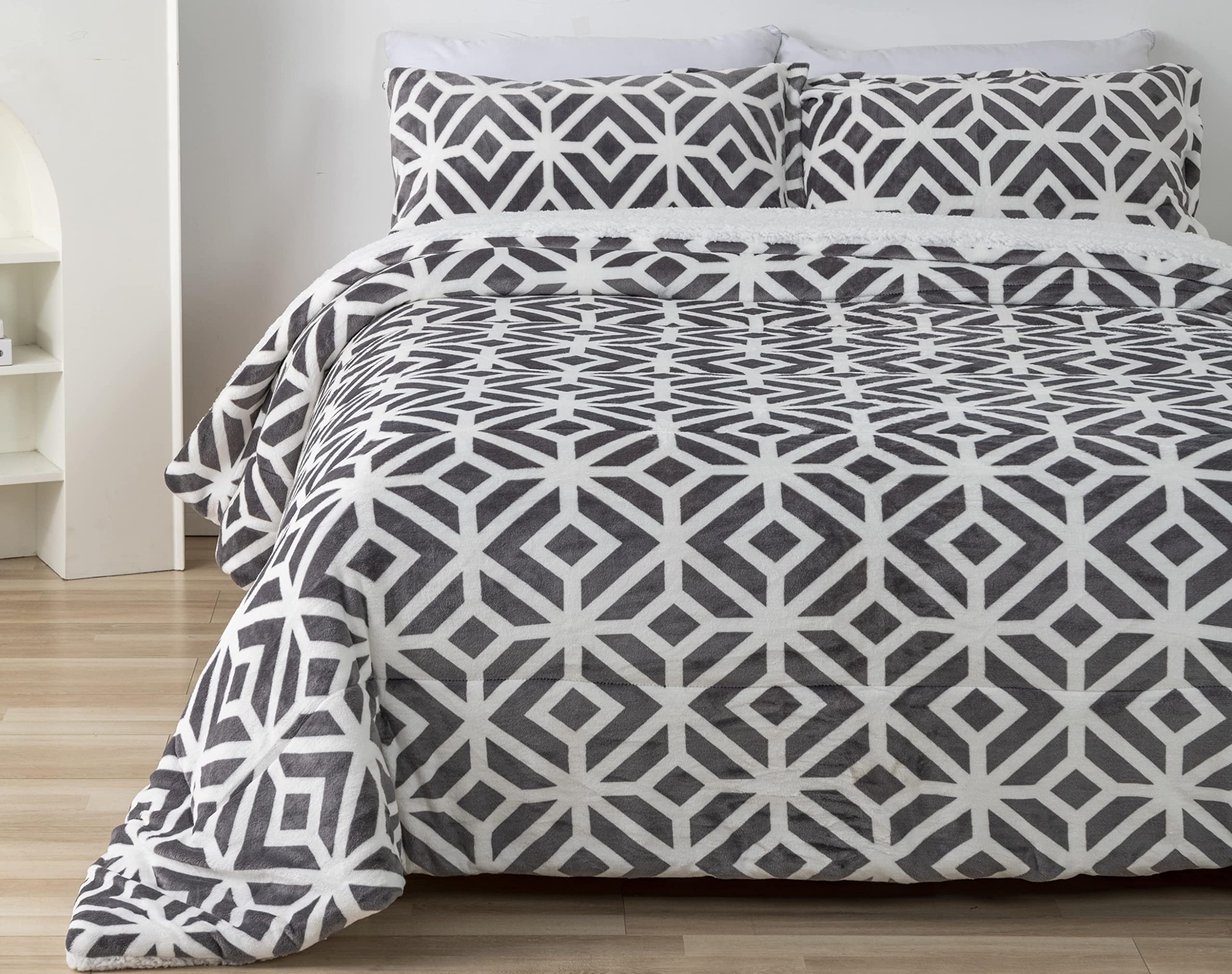 Edredón nórdico con Borreguito Ultra Suave y cálido Set de Cama con Funda de Almohada (BERROBI, 180x240CM +1 Funda)