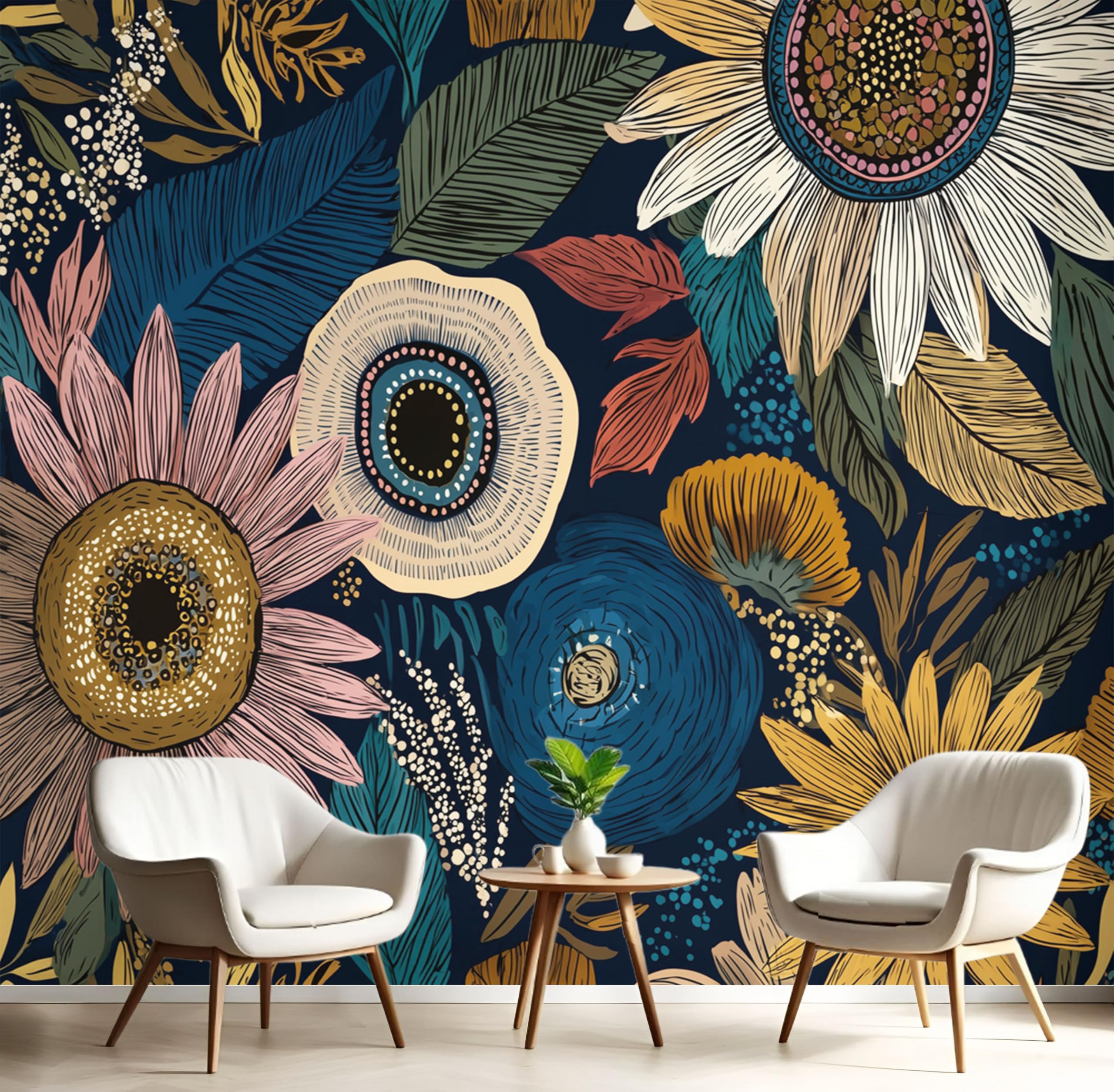 Papel Tapiz Fotomurales de Pared Girasoles 3D Póster Fotográfico Dormitorio 200x140