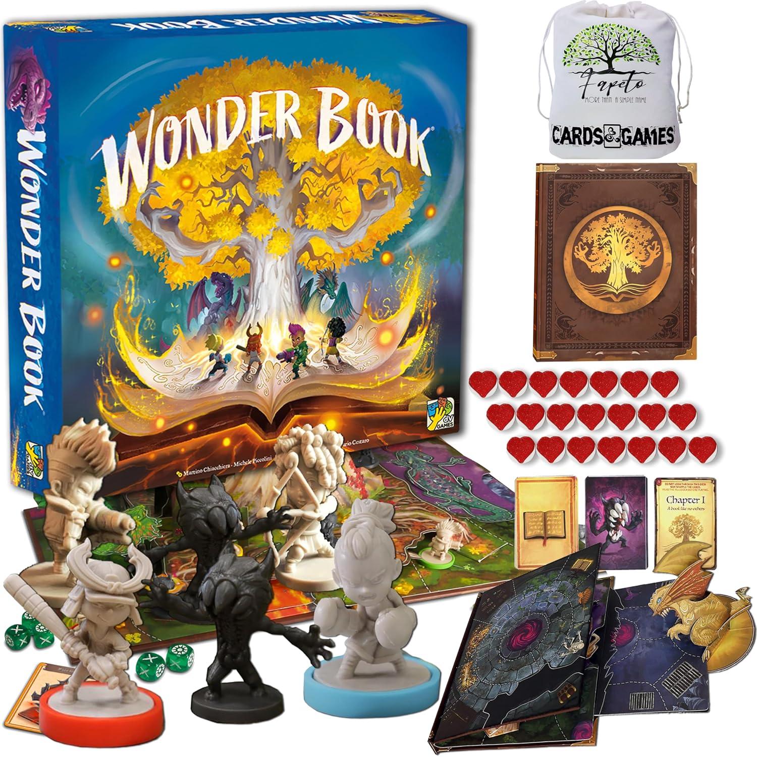 Drawstring Bag and Compatible Tokens Bundle with Wonder Book Board Game