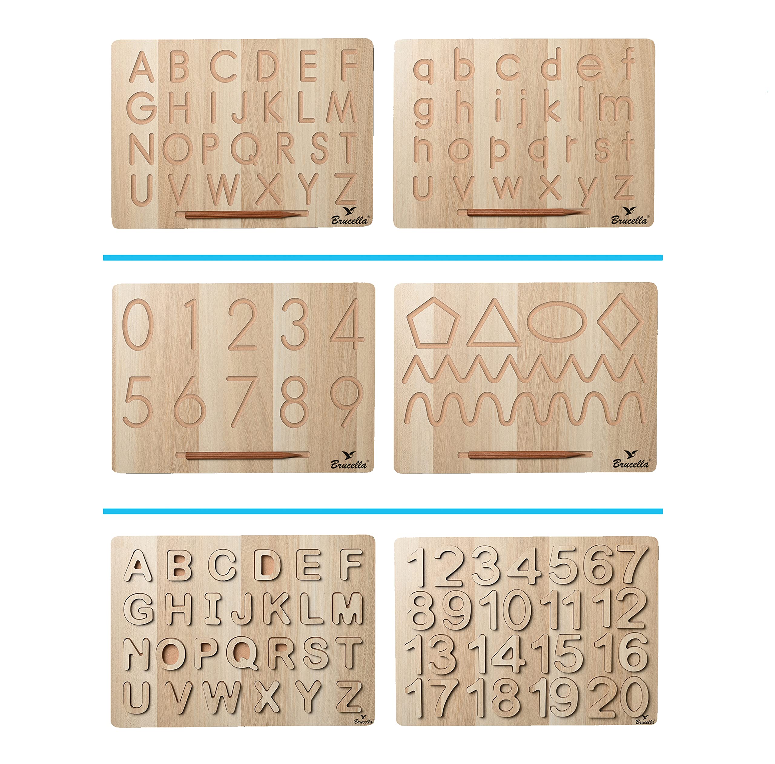 Buy Brucella Wooden Learning Educational Alphabet Numbers Pattern