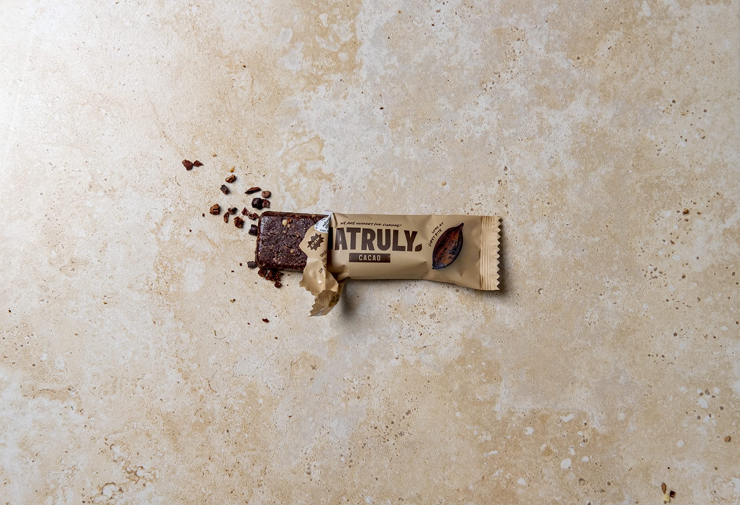 NATRULY Barritas Energéticas BIO Cacao Sin Azúcar Añadido, 100% Natural y Orgánicas, Sin Gluten, Vegana -Pack 24x40g