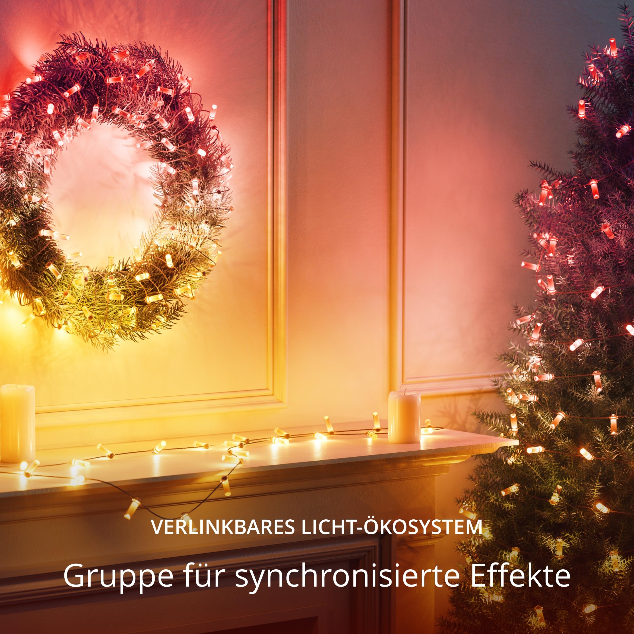 Twinkly Strings USB-C Candle 200 LED, LED-Lichterkette in Kerzenform, RGB LED-Lichter Mehrfarbig, Lichter zum Valentinstag, Kompatibel mit Alexa und Google Home, USB-C, Grünes Kabel, 12m
