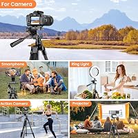 Stativ cameră Nineigh 190 cm Aluminiu - Pentru smartphone, DSLR, cu cap panoramic 360°, telecomandă, pentru fotografii orizontale, călătorii, 7