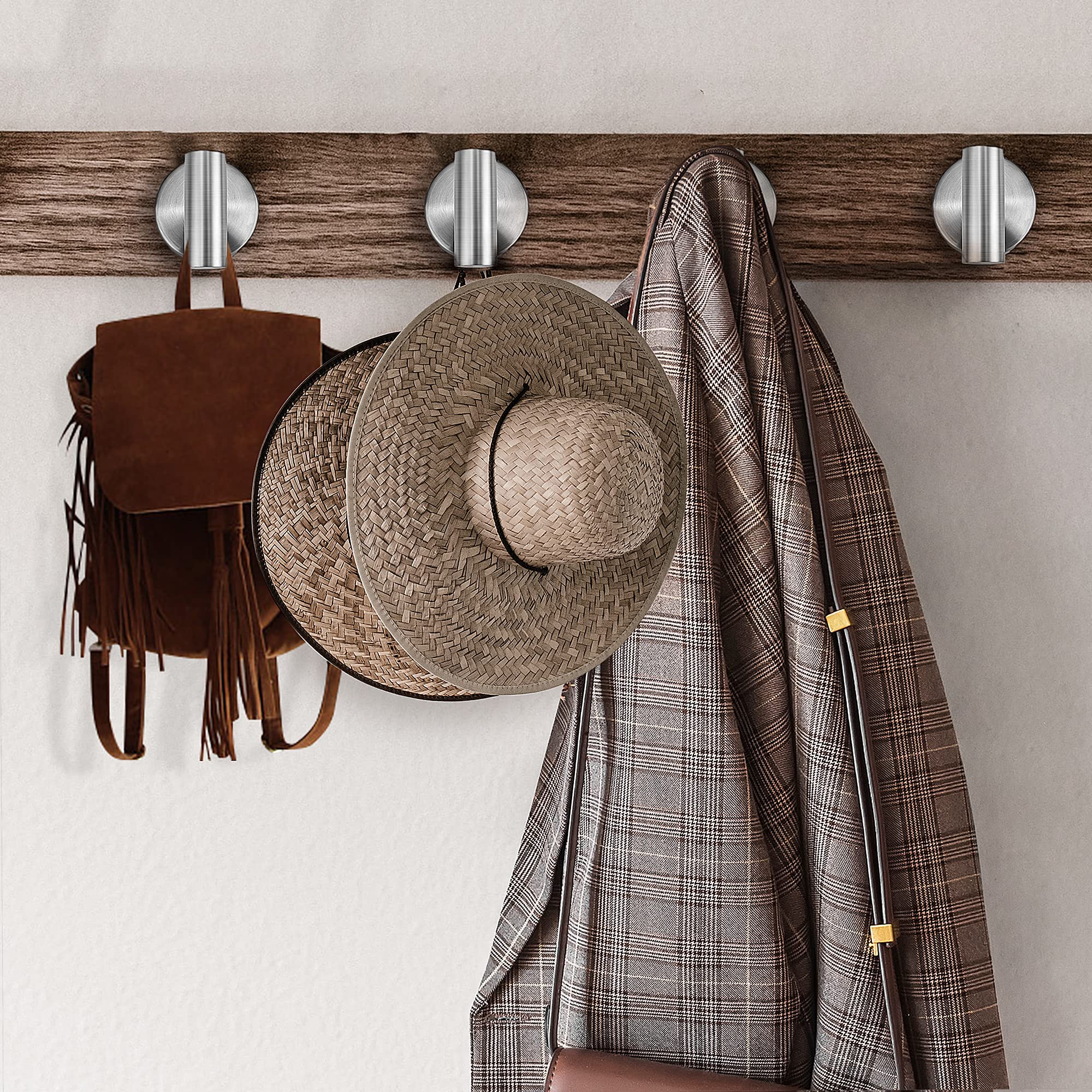 Ravinte Towel Hooks 2 Pack - Brushed Nickel Bathroom Wall Mounted SUS 304 Stainless Steel Silver Coat Robe Clothes Hook Holder