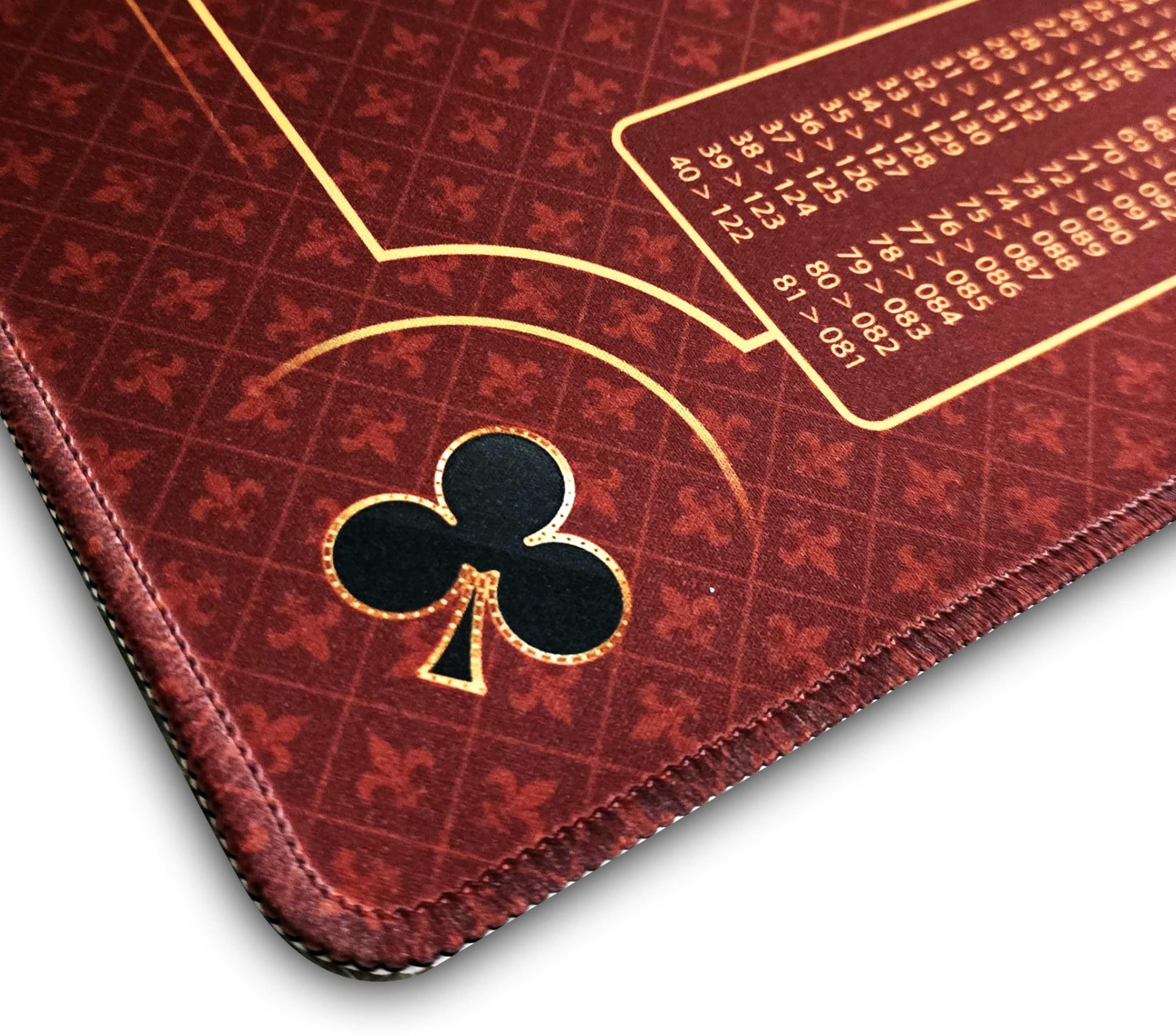 MTJ - Tapis Belote de Luxe Galonné - 60x40 cm - Matière Jersey Néoprène - Fabrication Française (Rouge)
