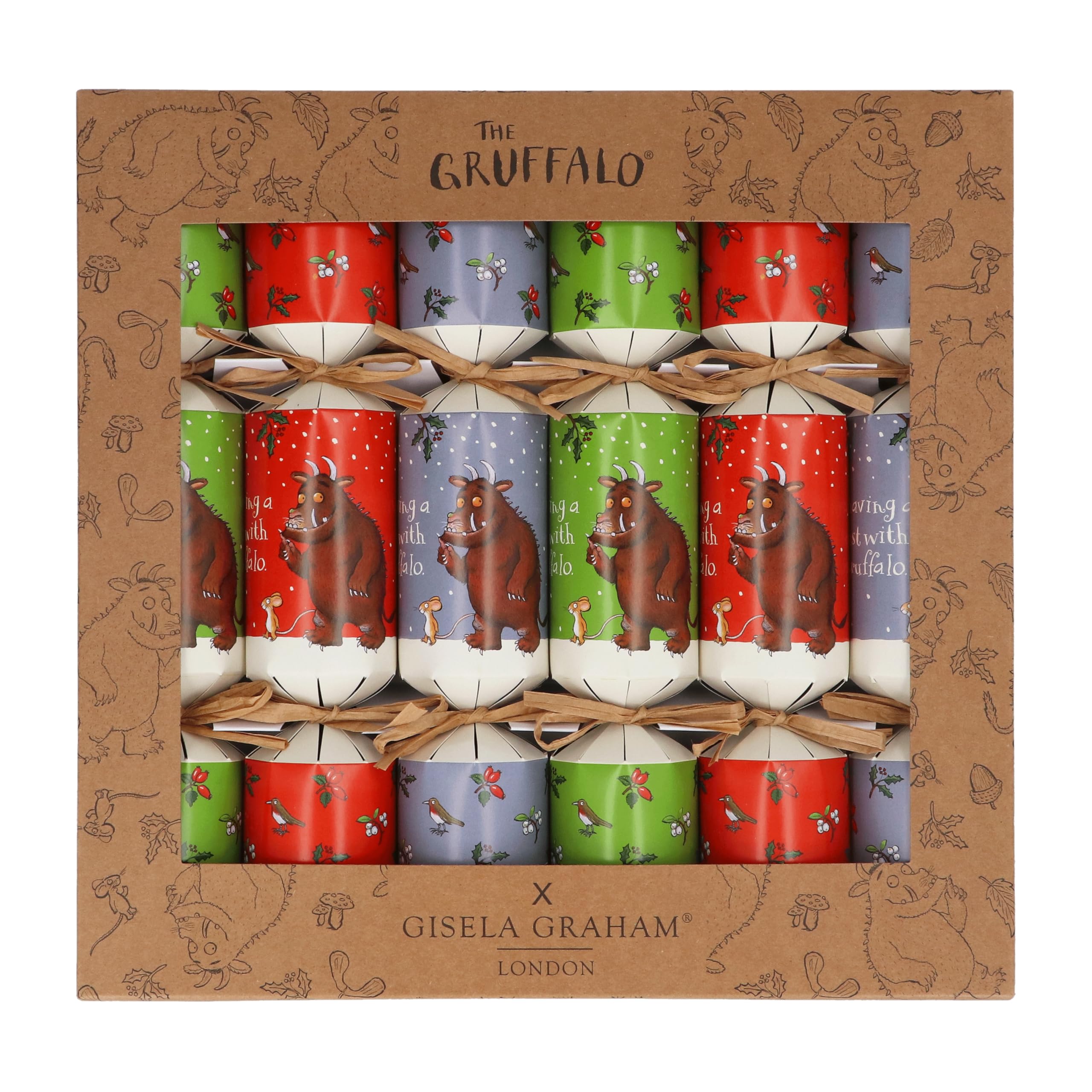 Gisela Graham Gruffalo Christmas Crackers, Set of 6