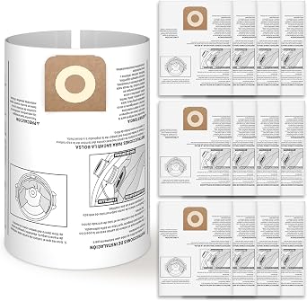 12 Pack CMXZVBE38749 Vacuum Bags For CRAFTSMAN 16 to 20 Gallon Wet/Dry Shop Vac, Fit for Models Ridgid 16 Gal Shop Vacuum, Part# 38749
