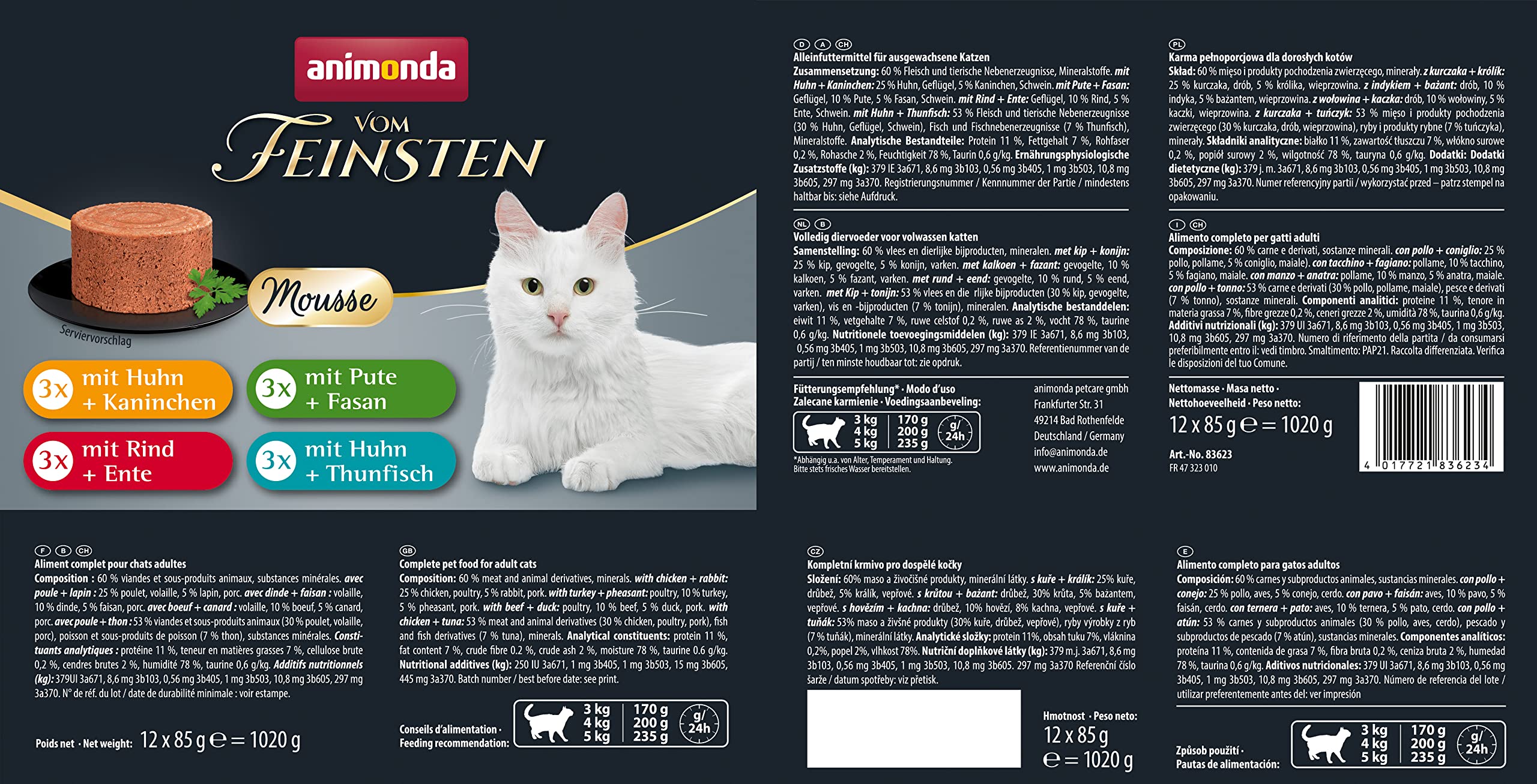 Image secondaire de Mousse Animonda Vom Feinsten pour Chat - Nourriture Humide Gourmet 12 x 85 g