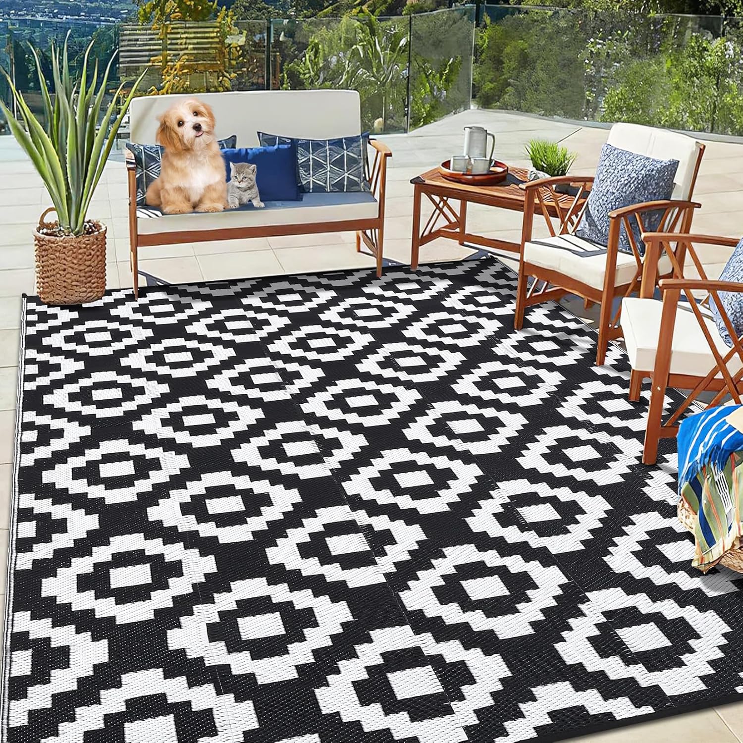 Outdoor Rug Reversible Plastic Straw Patio Camping Indoor Mat Carpet Waterproof - Picture 32 of 47