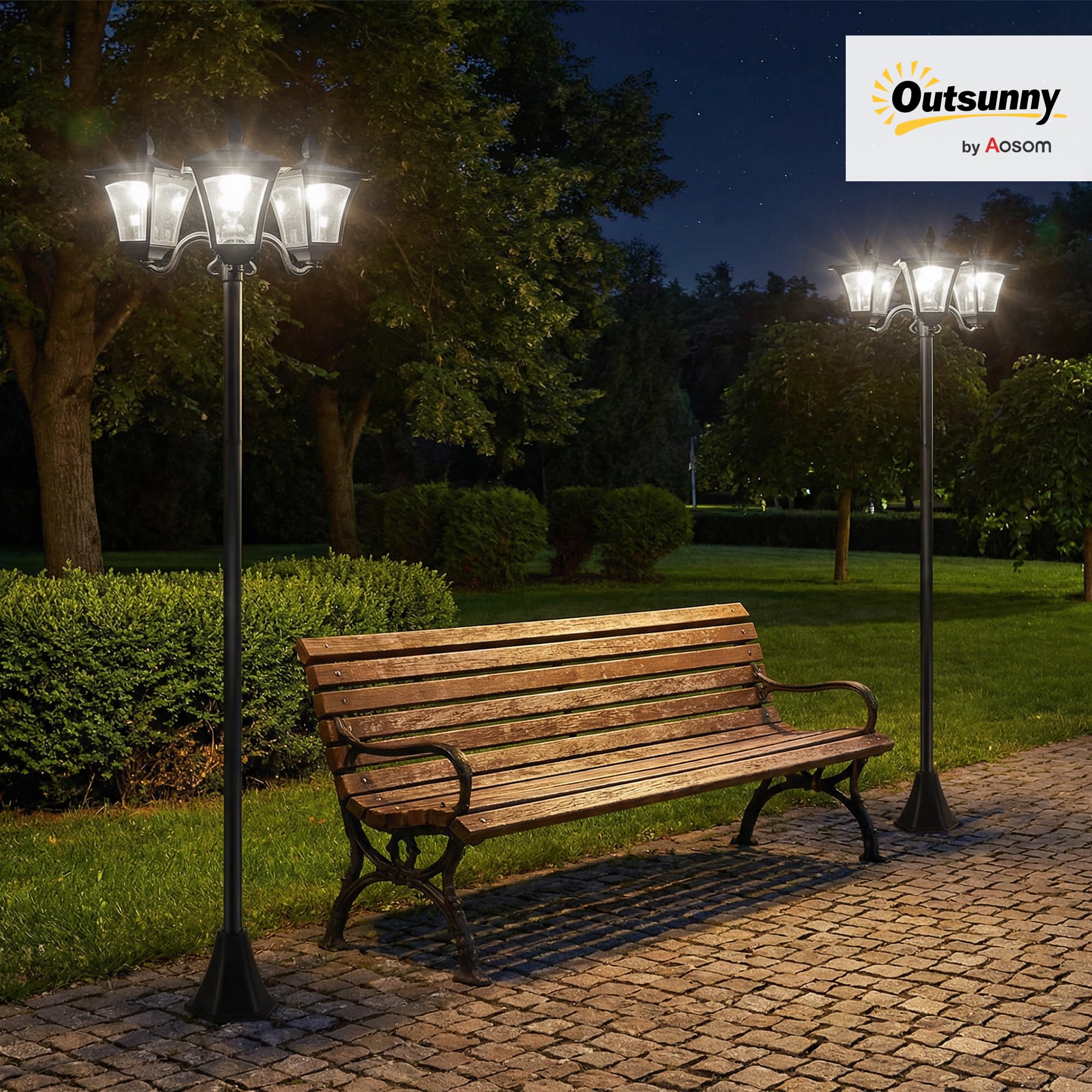 Outsunny Lot de 2 Lampadaires de Jardin Extérieur 182,5H cm, Nor