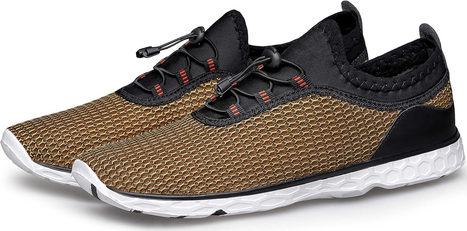 DOUSSPRT Women's Water Shoes Quick Drying Sports Aqua Shoes Gold Size 11