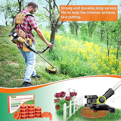 Miniatura 7 de Línea de carrete de recortadora para Worx, paquete de 14 WA0010 Carretes de Bordeadora, repuesto para cuerda Worx Weed Eater adecuada para