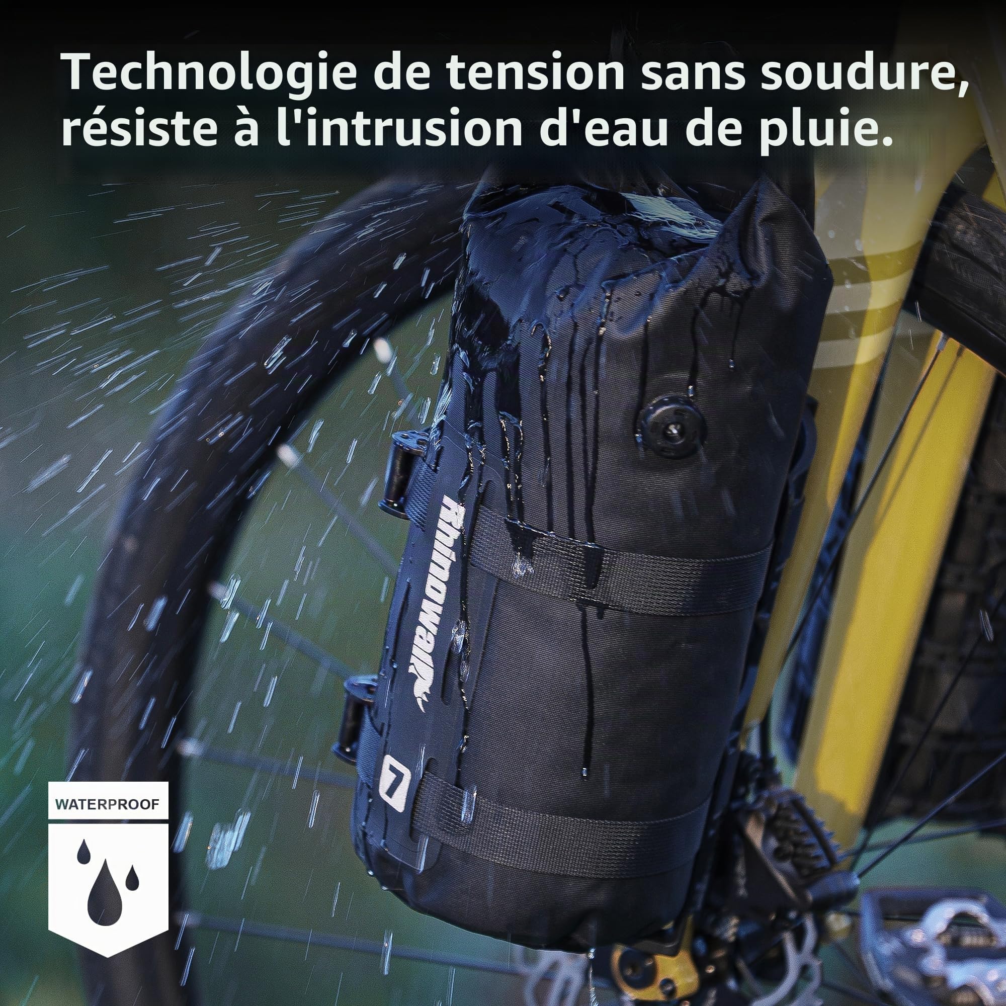 Rhinowalk Sac de fourche avant imperméable 4L pour vélo, accessoires de vélo de montagne et de route, noir