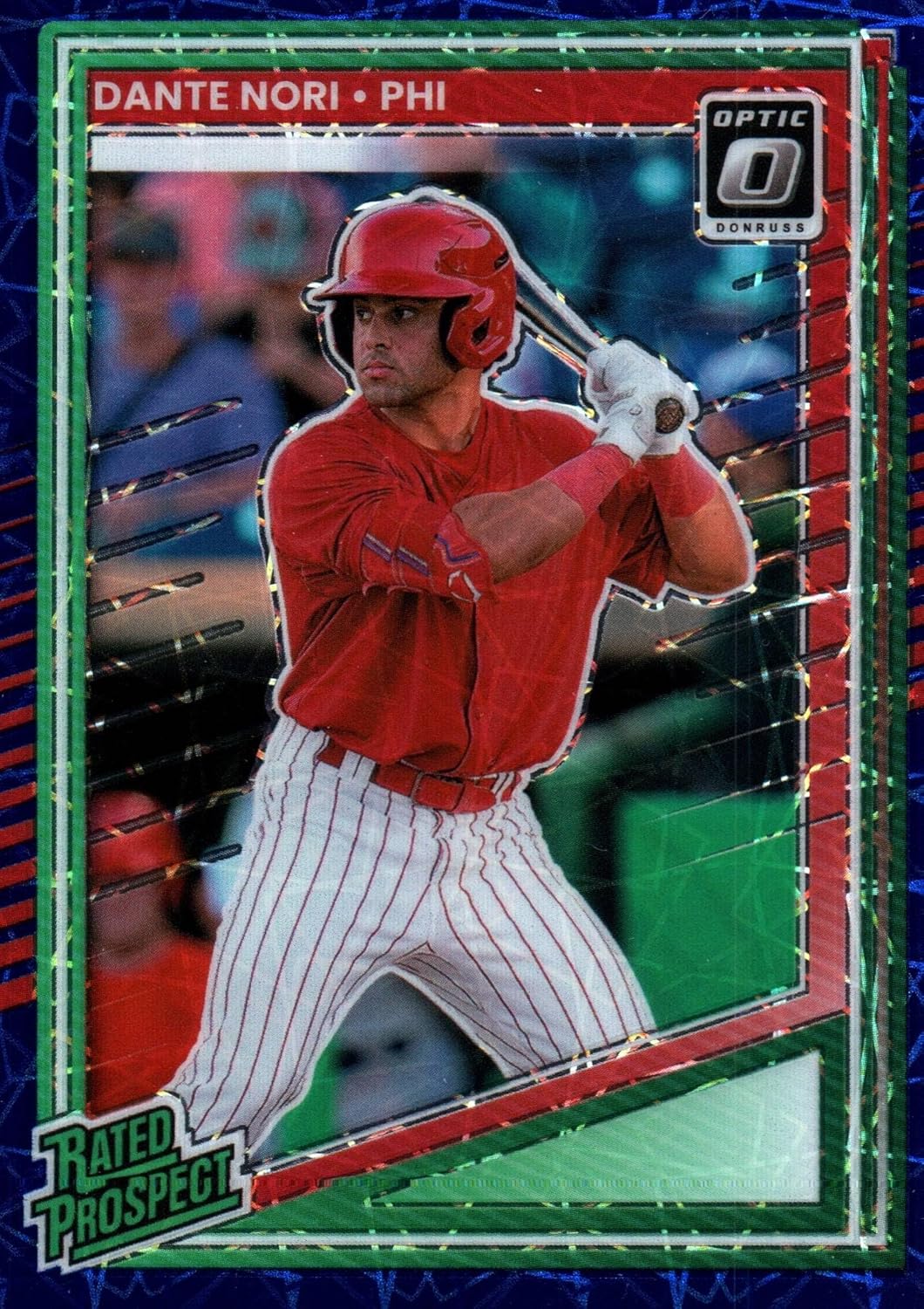 Dante Nori Blue Laser Optic Prizm Rated Prospect Card Collectible Baseball Card - 2025 Donruss Optic Baseball Card #190 (Phillies)